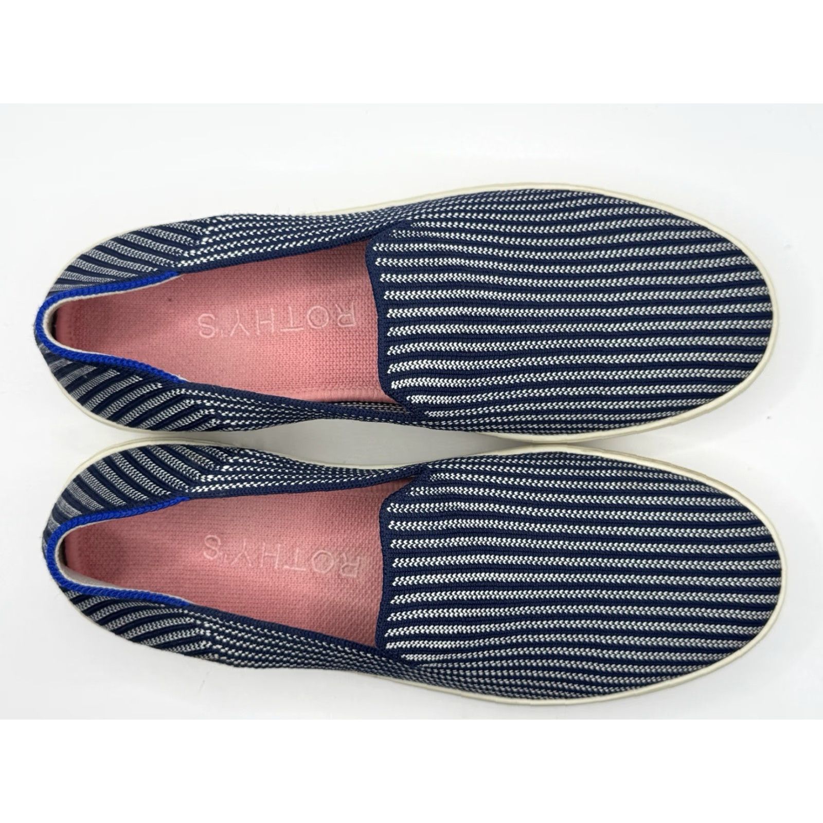 Rothy's ROTHY'S Riviera Pinstripe Slip On Sneakers Womens 8.5 Blue Pinstripe Slip On Casual Sneaker 39 EU 6 UK Size US 6 / IT 36 - 3 Thumbnail