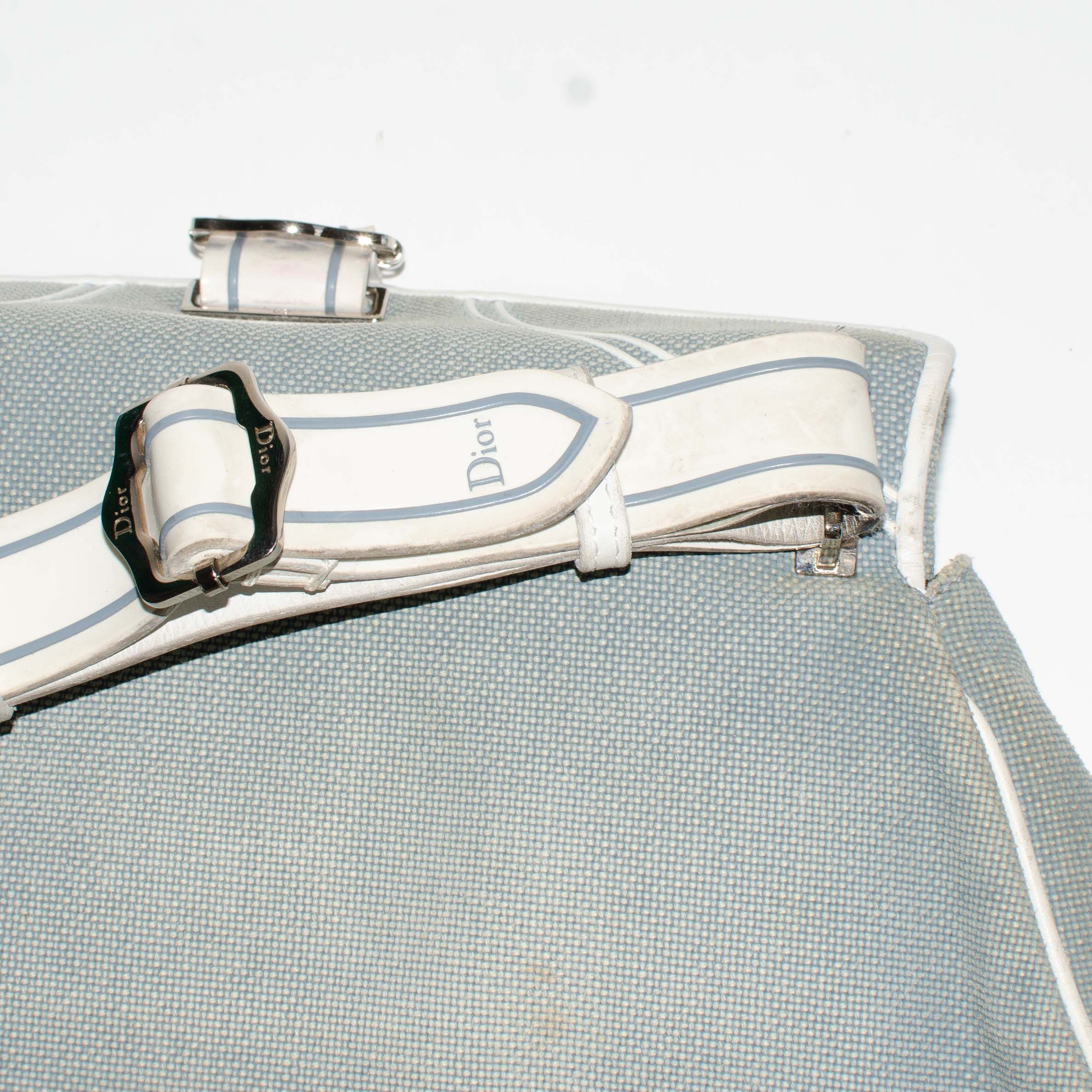 Dior Vintage Dior canvas shoulder bag in light blue / white. Size ONE SIZE - 12 Thumbnail