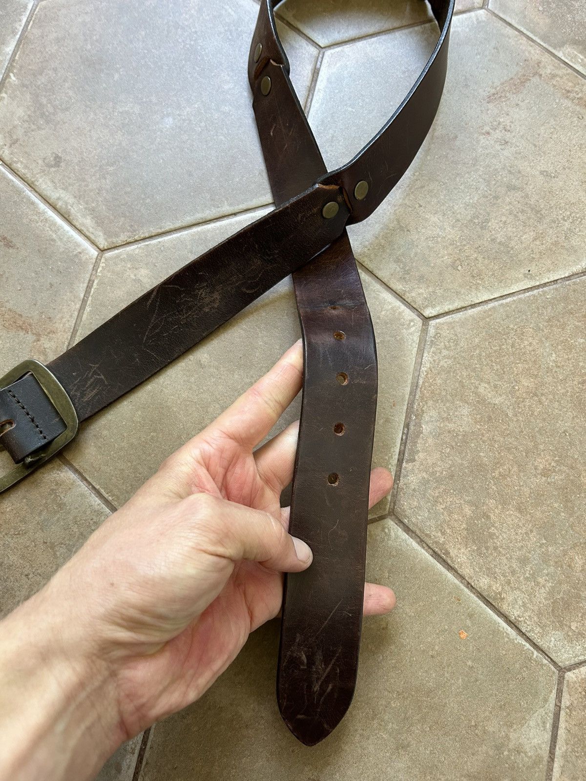 Japanese Brand VINTAGE LEATHER BELT AVANT-GARDE Size ONE SIZE - 5 Thumbnail