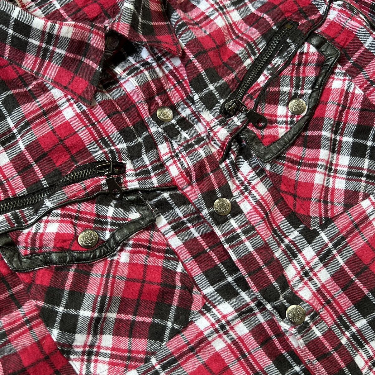 Hysteric Glamour 2000s In the attic homme Leather Zip flannel Shirt Size US L / EU 52-54 / 3 - 3 Thumbnail
