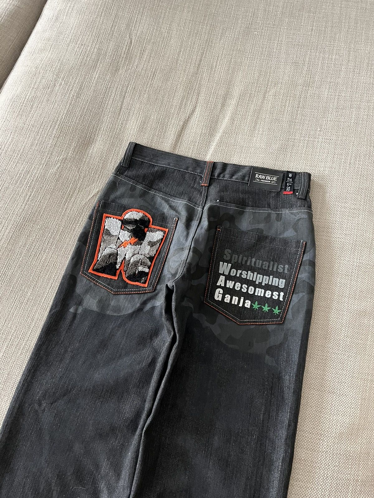 Vintage Vintage 💥 Raw Blue Ganja Pants Jeans Size US 34 / EU 50 - 4 Thumbnail