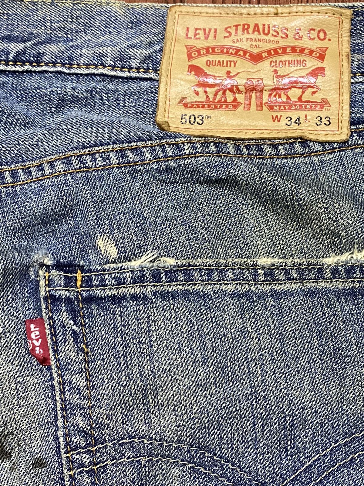 Levi's Vintage Clothing Vintage Y2K Levis503 Mud Wash Distressed Jeans Size US 36 / EU 52 - 15 Thumbnail