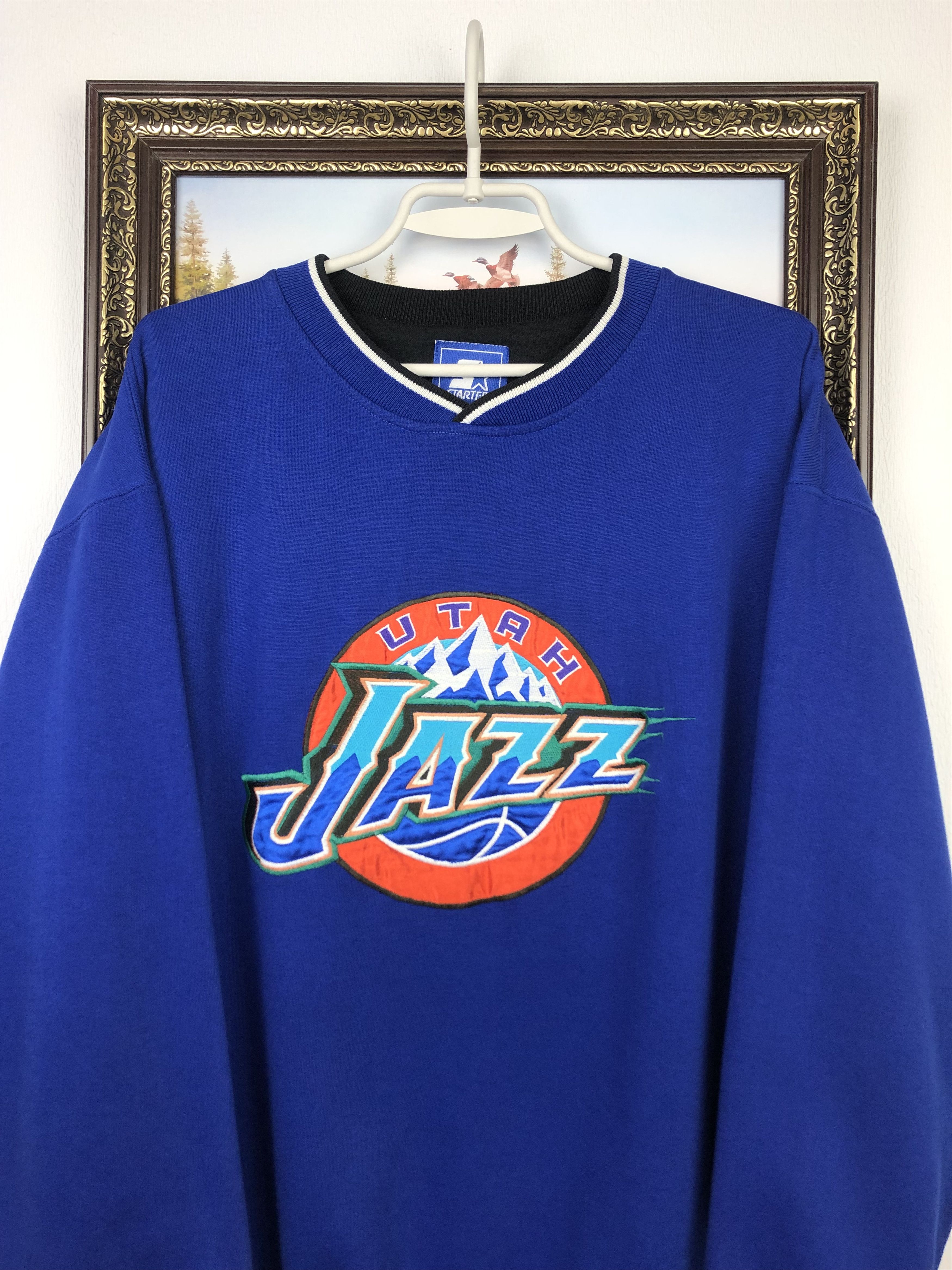 NBA Vintage 90's Starter Utah Jazz NBA Sweatshirt Mens Crewneck Size US L / EU 52-54 / 3 - 2 Thumbnail