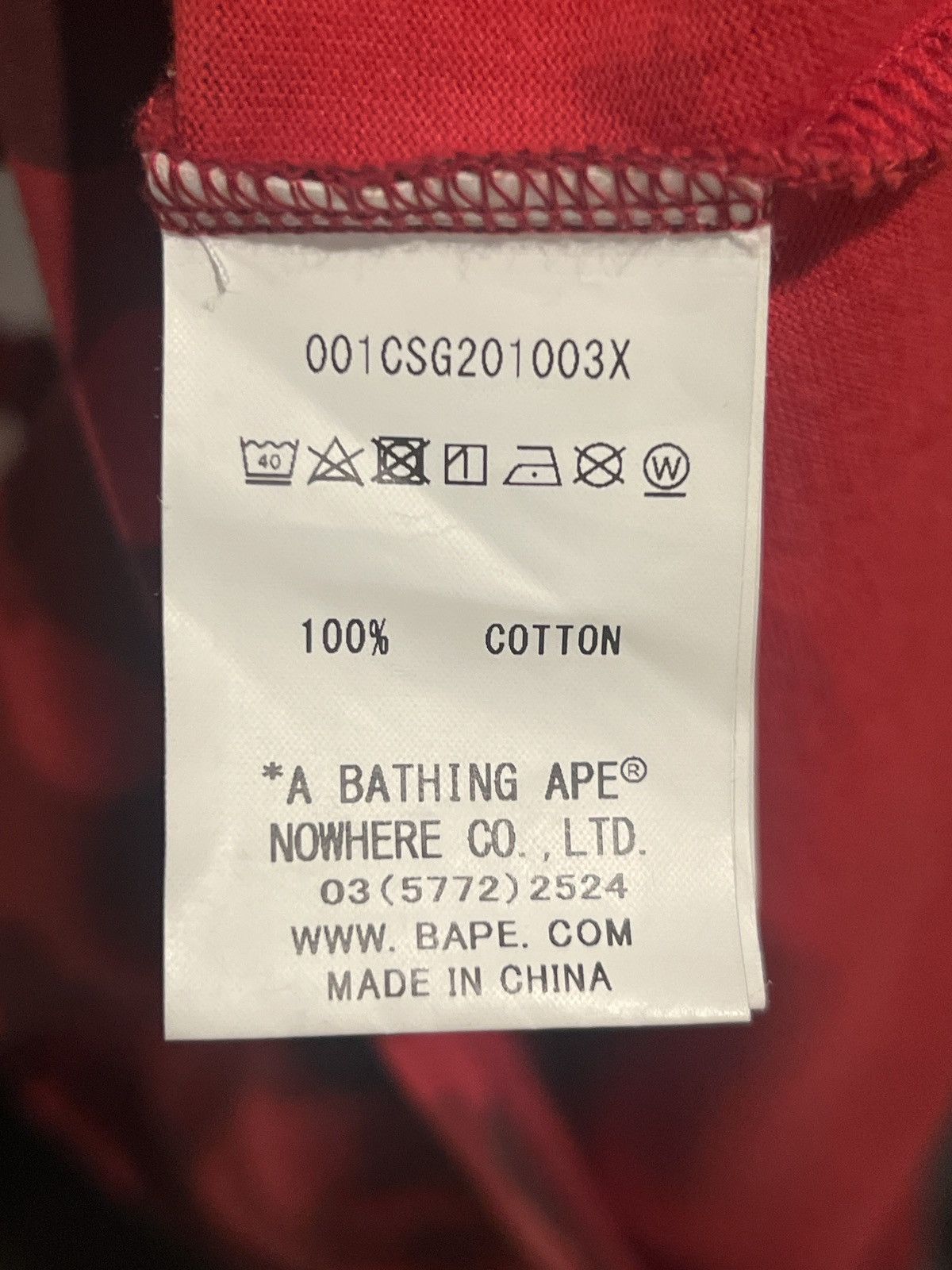 Bape Bape Red Color Camo Tee Size US L / EU 52-54 / 3 - 4 Thumbnail