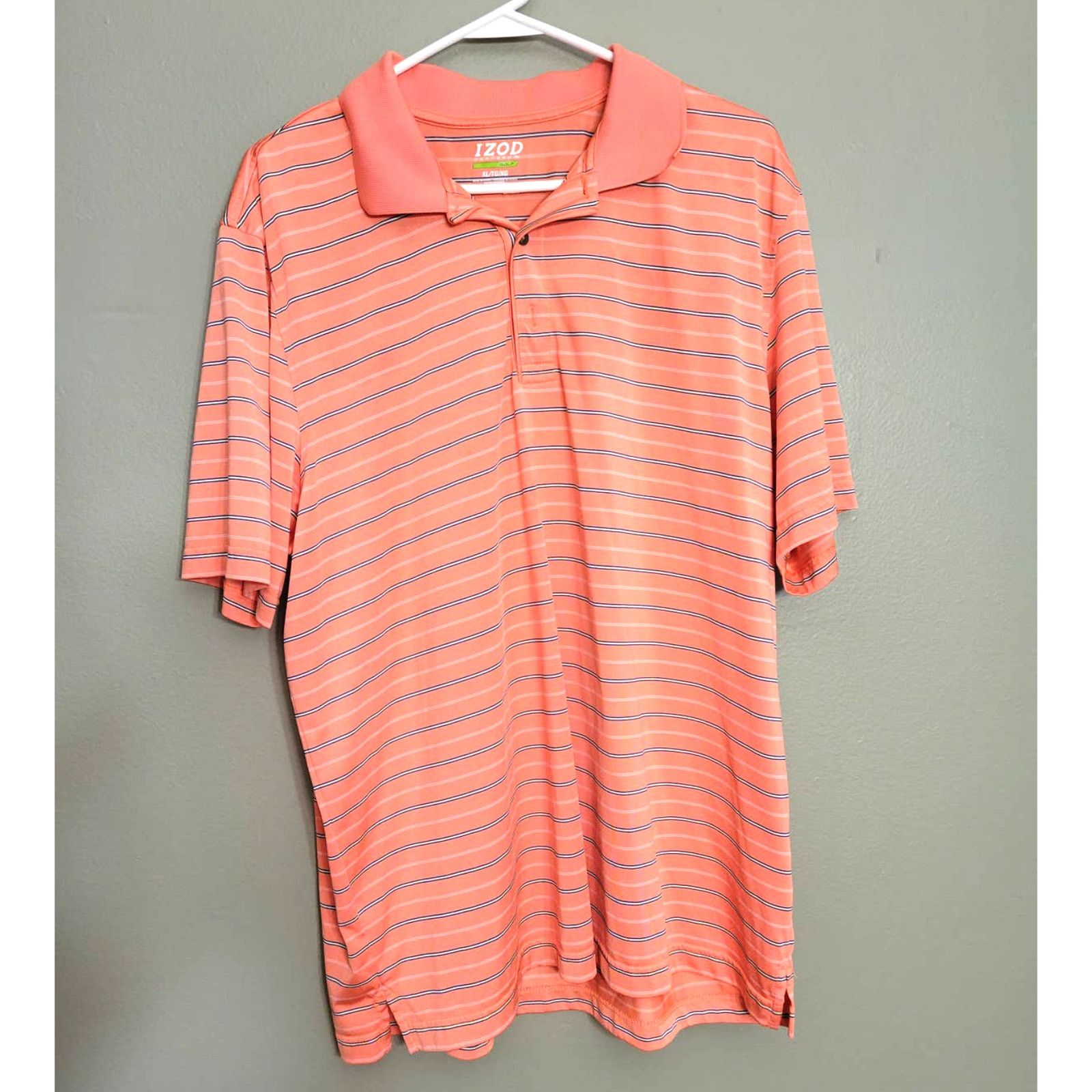Izod Men's IZOD Golf Perform X Orange Striped Polo Size XL Size US XL / EU 56 / 4 - 1 Thumbnail