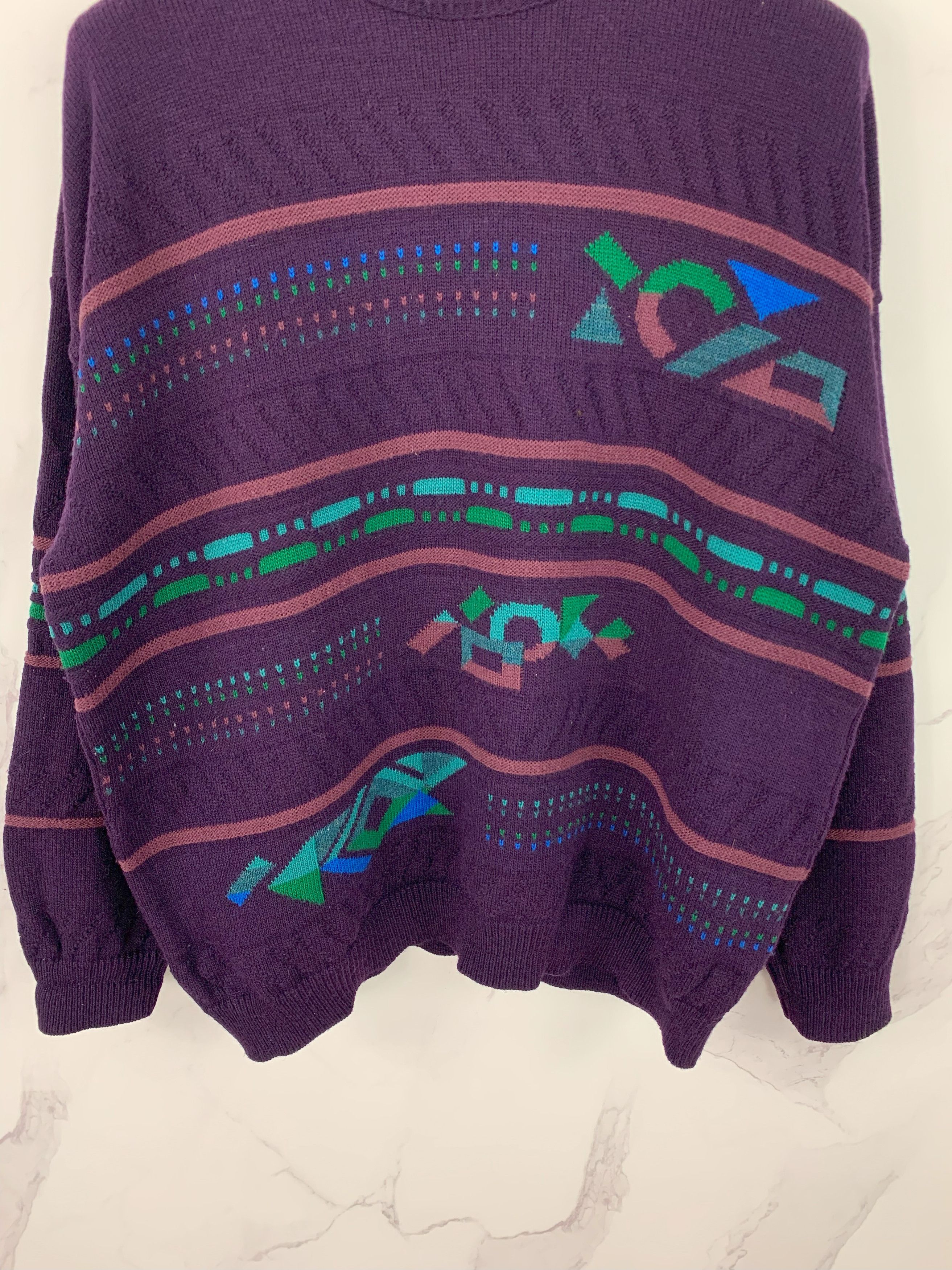 Other Vintage Paco Calvari Wool/Acrylic Geometric Pattern Sweater Size US L / EU 52-54 / 3 - 3 Thumbnail