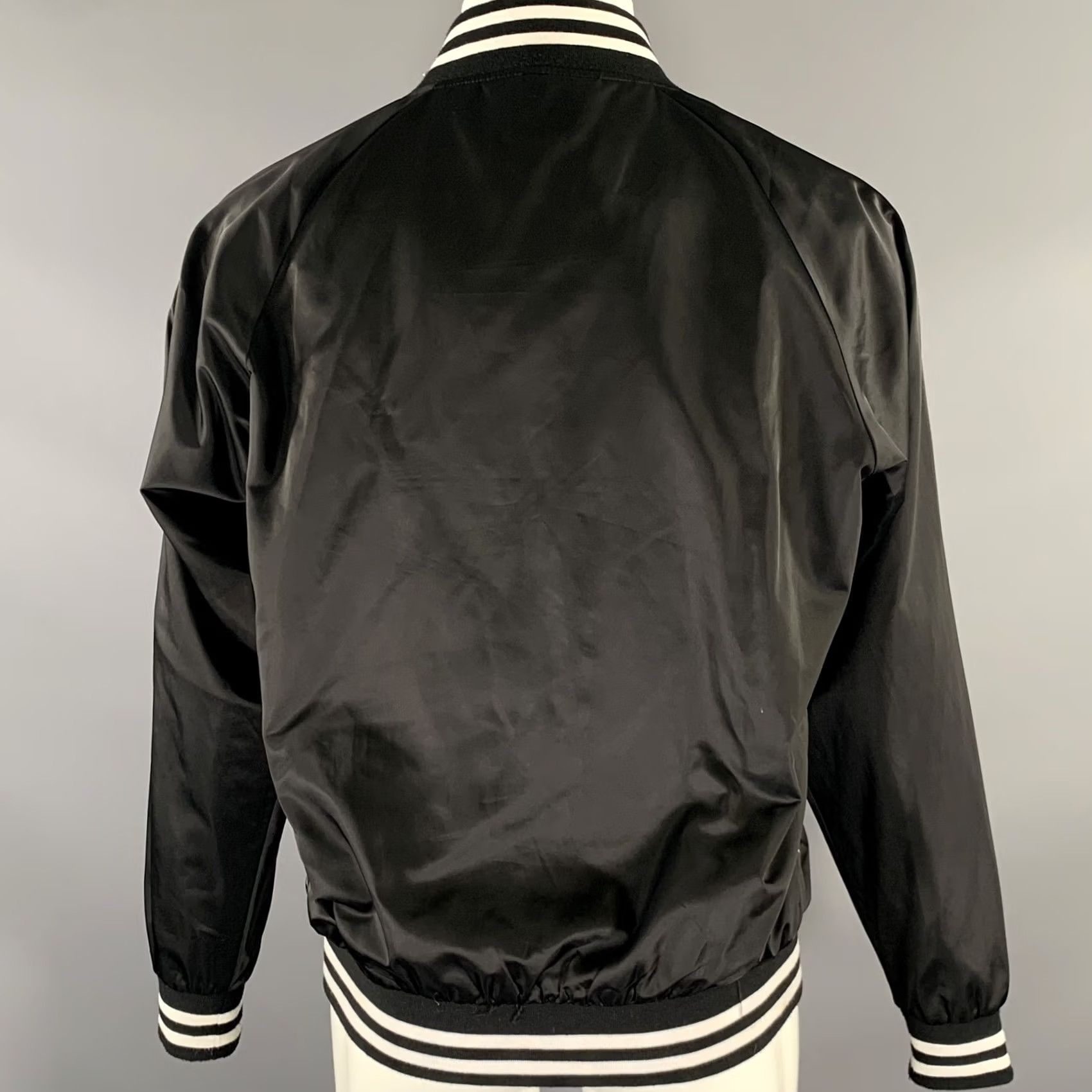Vintage BARNEYS NEW YORK Size L Black Embroidery Polyester Bomber Jacket Mens Size US L / EU 52-54 / 3 - 4 Thumbnail