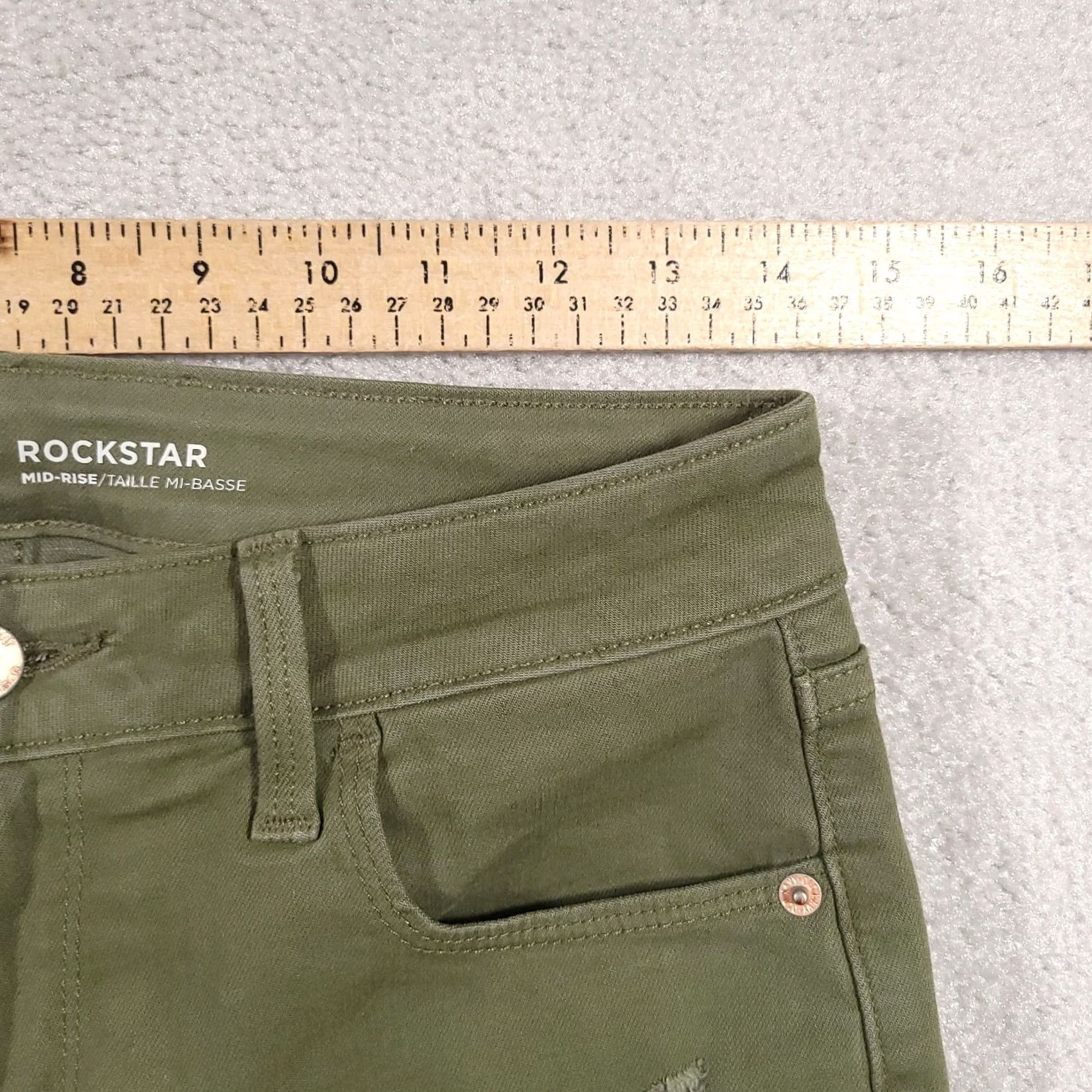 Old Navy Old Navy Rockstar Distressed Skinny Jeans Women 6 Green Mid-Rise Stretch Jeans Women Mens Boys Girls Size 28" / US 6 / IT 42 - 6 Thumbnail