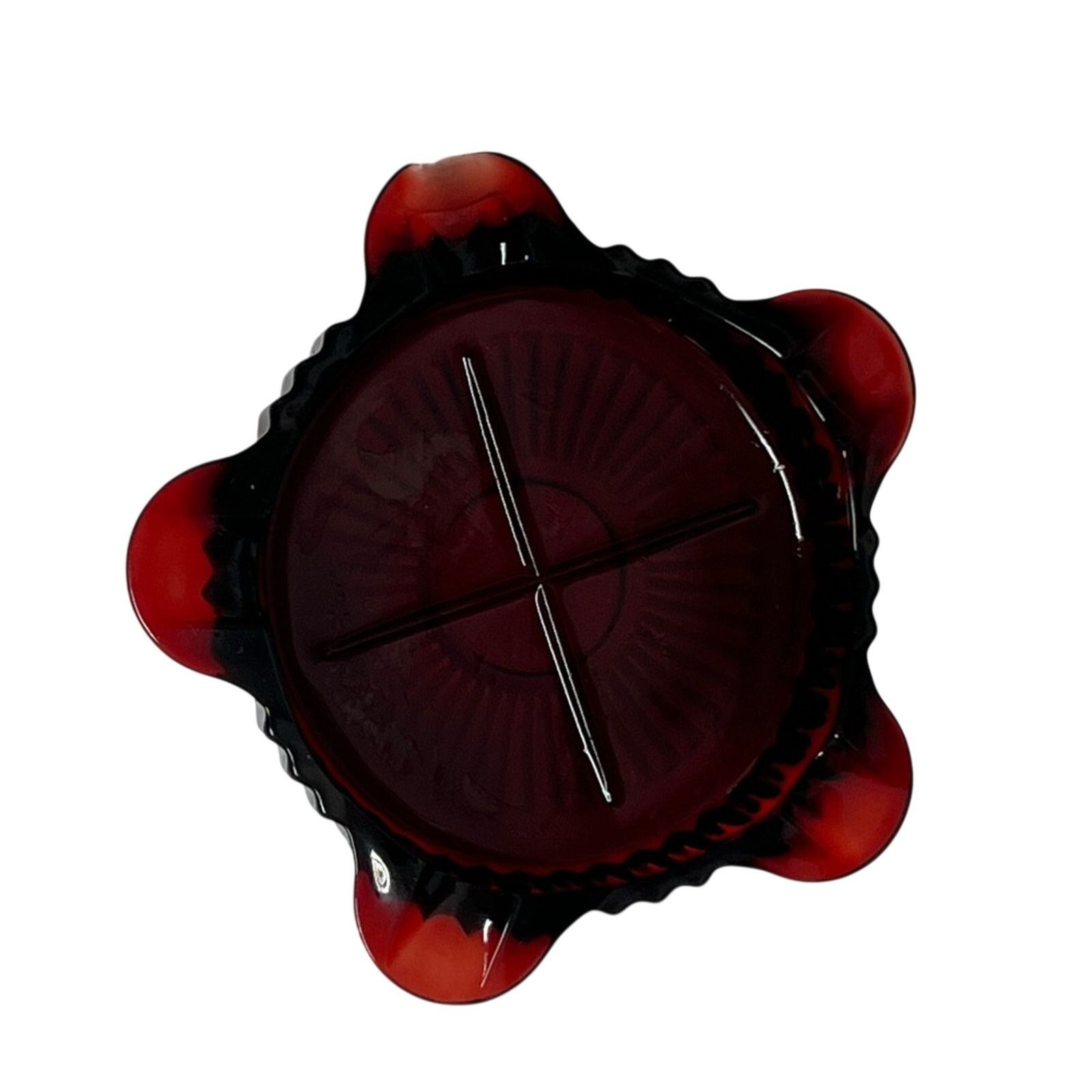 Vintage Vintage Ashtray Ruby Red Glass Fancy Design Size ONE SIZE - 3 Thumbnail