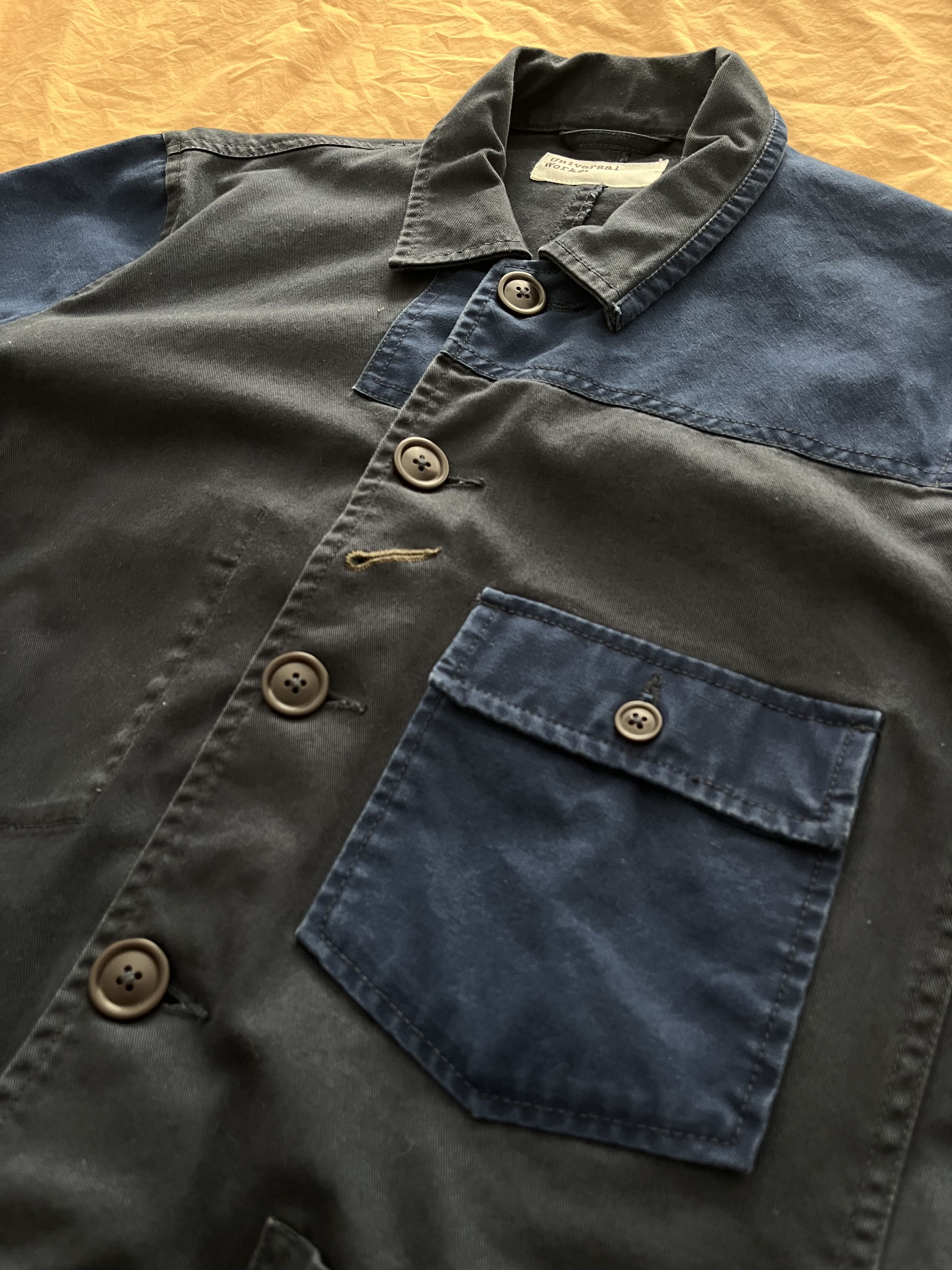 Universal Works Bakers Jacket - Mixed Navy Patchwork Twill Size US M / EU 48-50 / 2 - 2 Thumbnail