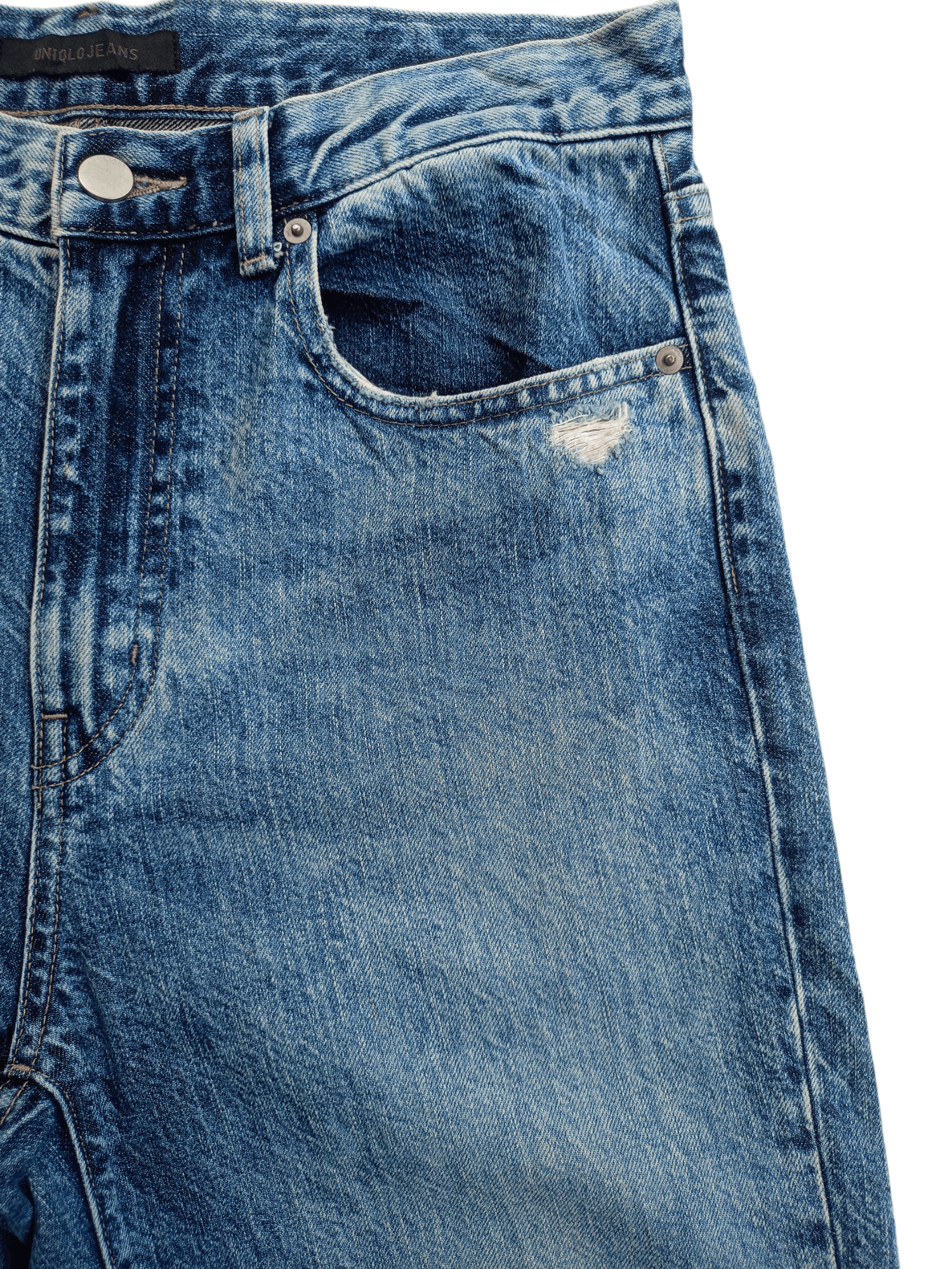 Uniqlo × Vintage UNIQLO Cropped Relaxed Tapered Distressed Denim Size 26" / US 2 / IT 38 - 4 Thumbnail