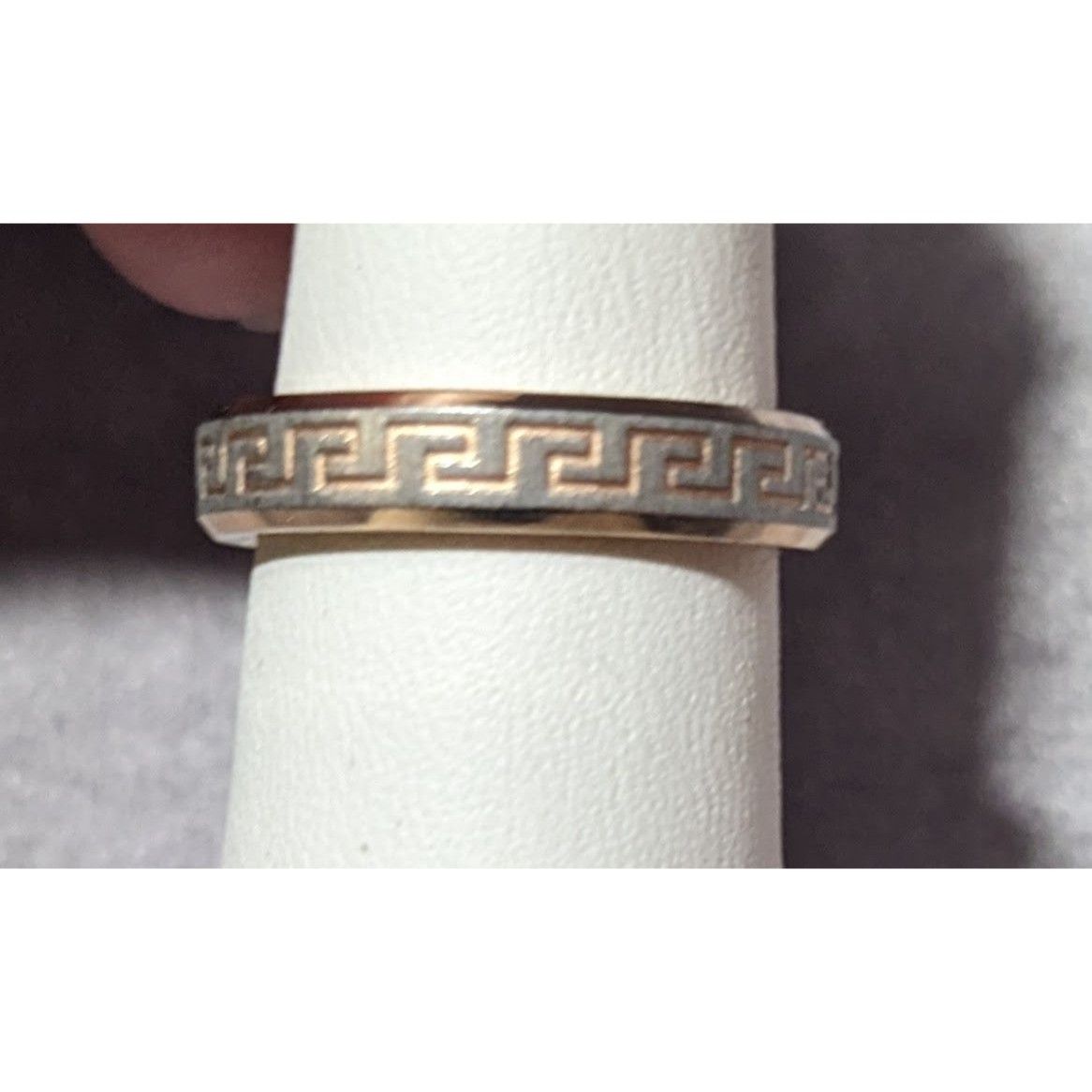Other Rose Gold Tone Stainless Steel Greek Key Engraved Ring Size Size ONE SIZE - 6 Thumbnail