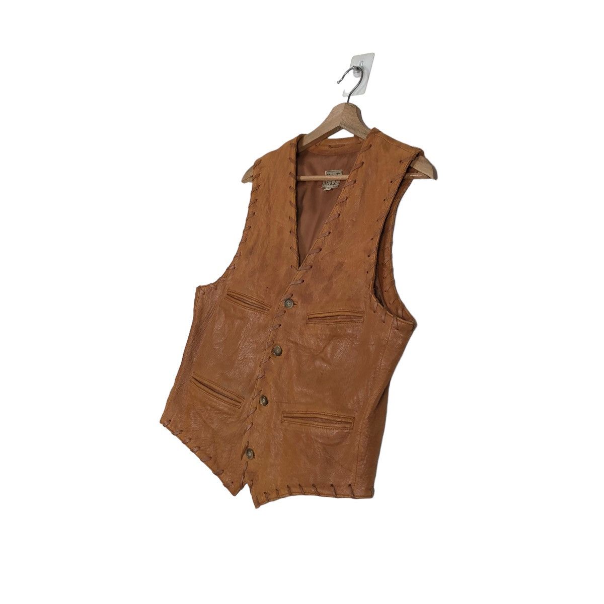 Genuine Leather 🔥Vintage Leather Biker Vest Jacket Daf Japan Issey Miyake Size US L / EU 52-54 / 3 - 2 Thumbnail