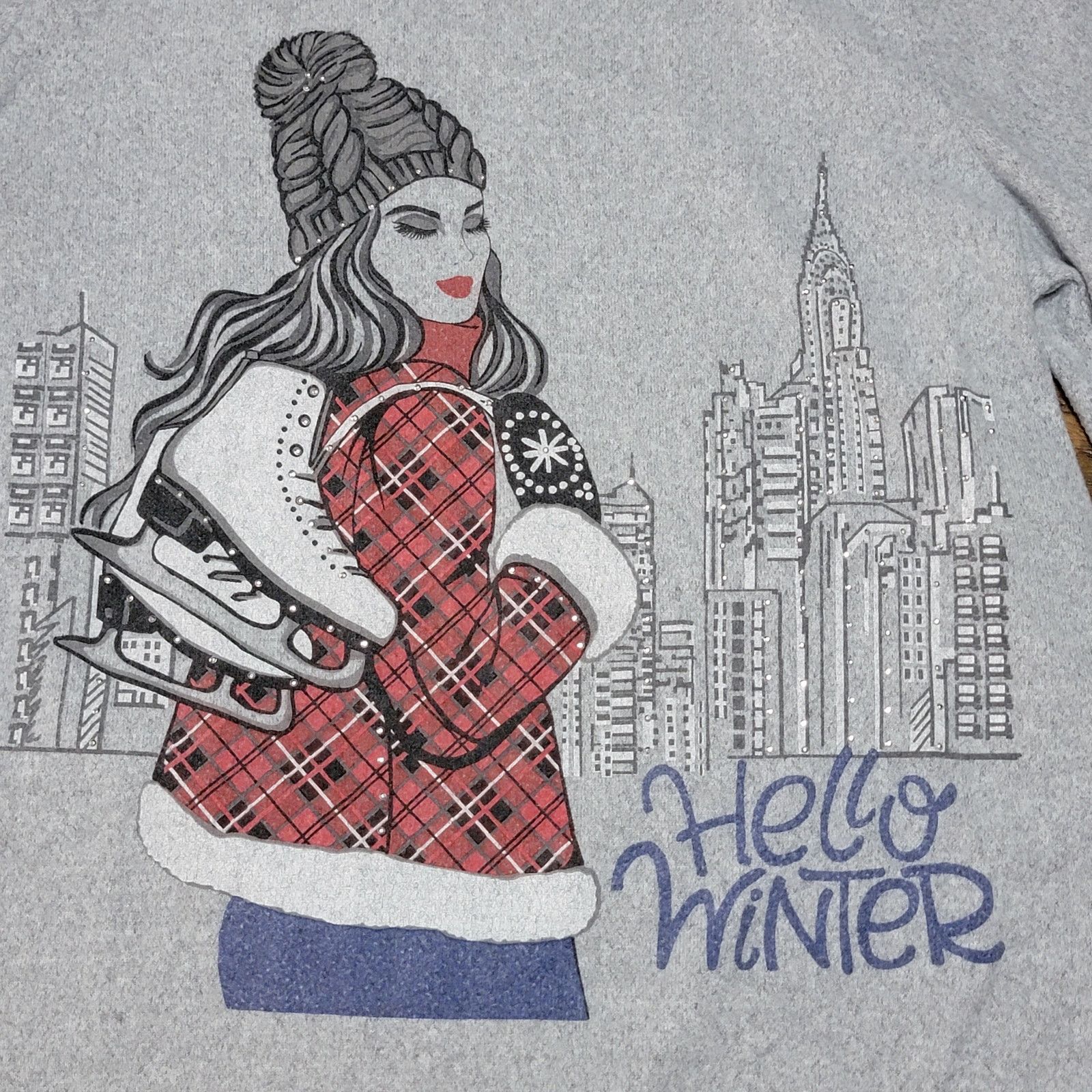 Other Love & Lace Lightweight Sweater w/Bling "Hello Winter" - Lg Size L / US 10 / IT 46 - 2 Thumbnail