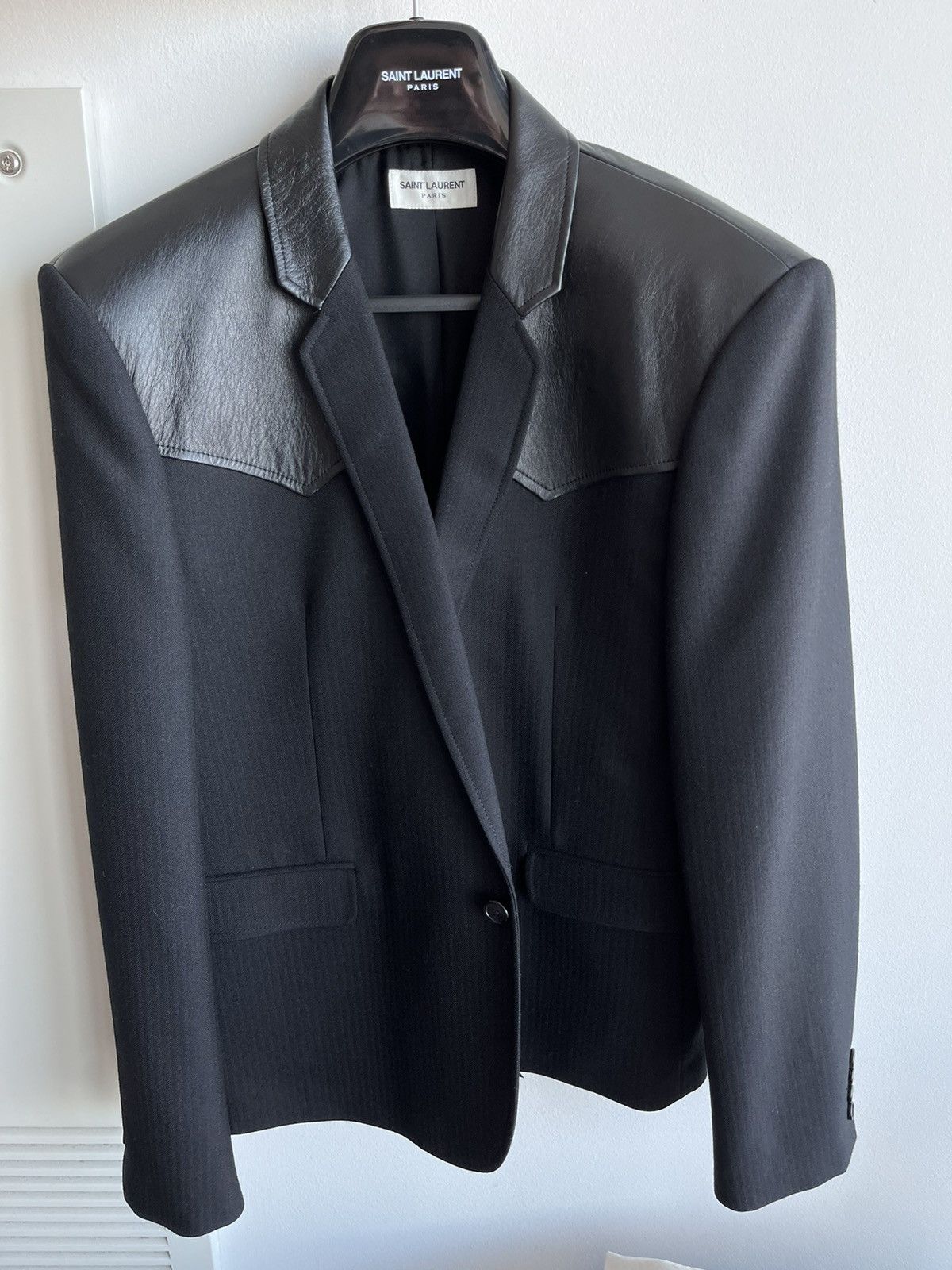 Saint Laurent Paris $4k+ Super Runway Brand NEW Travis Scott Leather Blazer Size US L / EU 52-54 / 3 - 22 Thumbnail