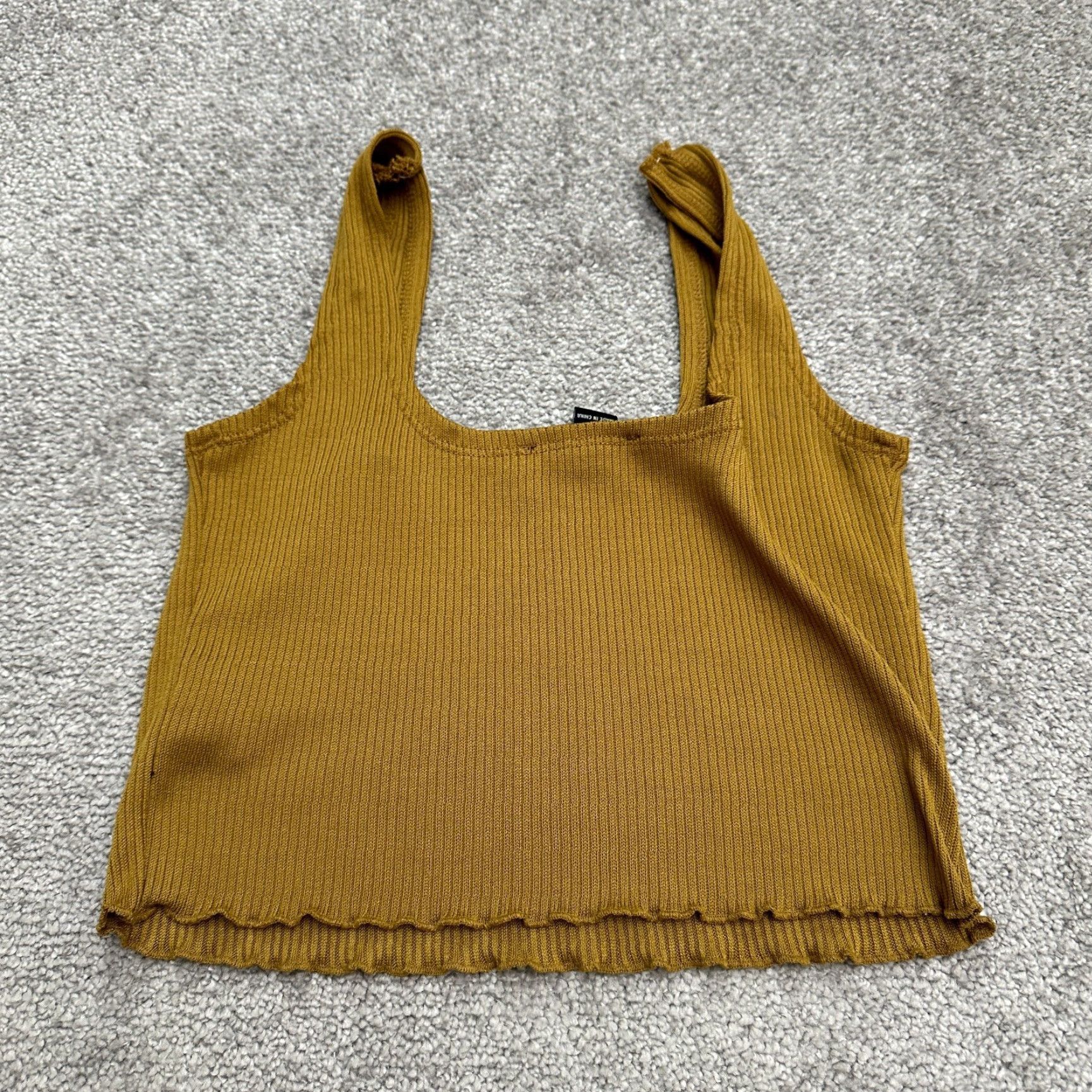 Forever 21 Forever 21 Cropped Top Womens Small Brown Square Neck Sleeveless Ribbed Knit Size S / US 4 / IT 40 - 2 Thumbnail
