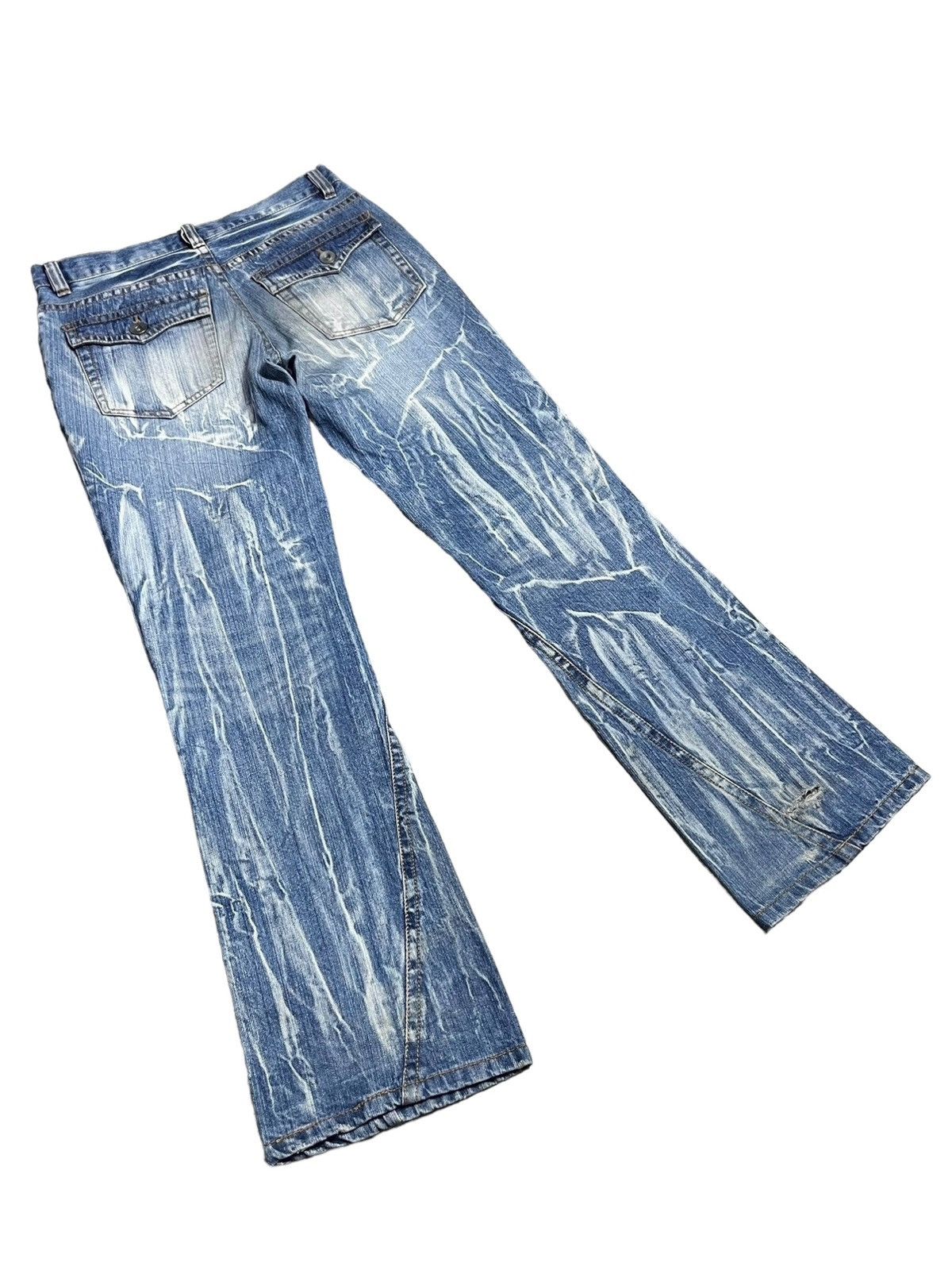 If Six Was Nine × Signal Sport SICK🔥PUNK Thunder Lightning Whiskered Acid Wash Flare Jeans Size US 31 - 4 Thumbnail