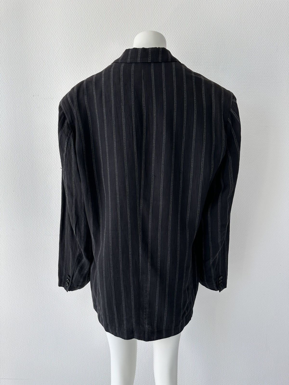 Yohji Yamamoto Yohji Yamamoto Homme Grey Pinstripe Linen Oversized Blazer Size 54R - 9 Thumbnail