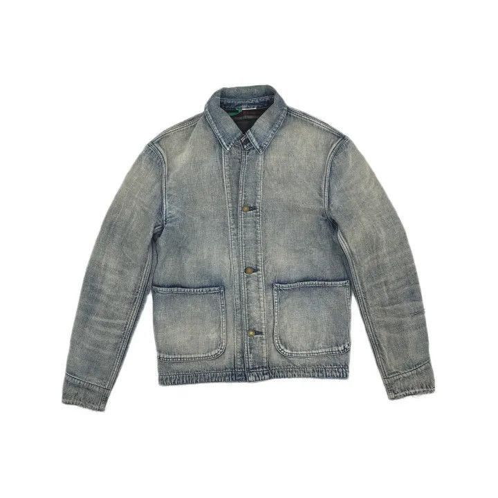 Saint Laurent Blue Denim Jacket with Faded Effect-2507
