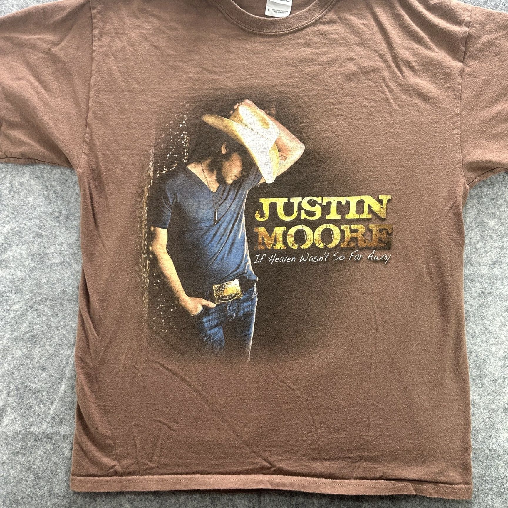 Gildan Justin Moore Shirt Mens Large Brown Tour Country Tee Size US L / EU 52-54 / 3 - 2 Thumbnail