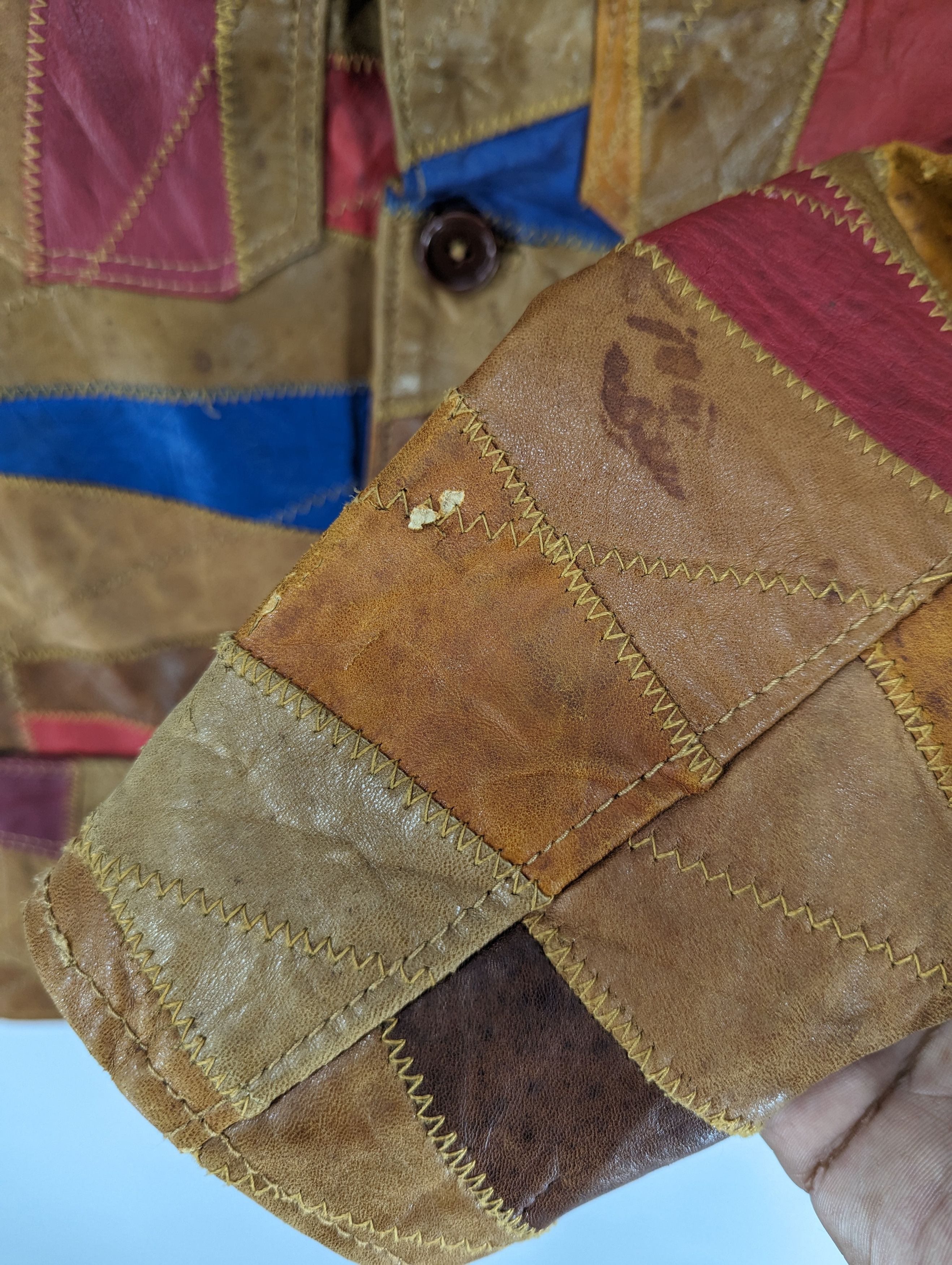 Vintage 🔥RARE🔥Vintage Unbrand Patchwork Leather Jacket Size XS / US 0-2 / IT 36-38 - 8 Thumbnail