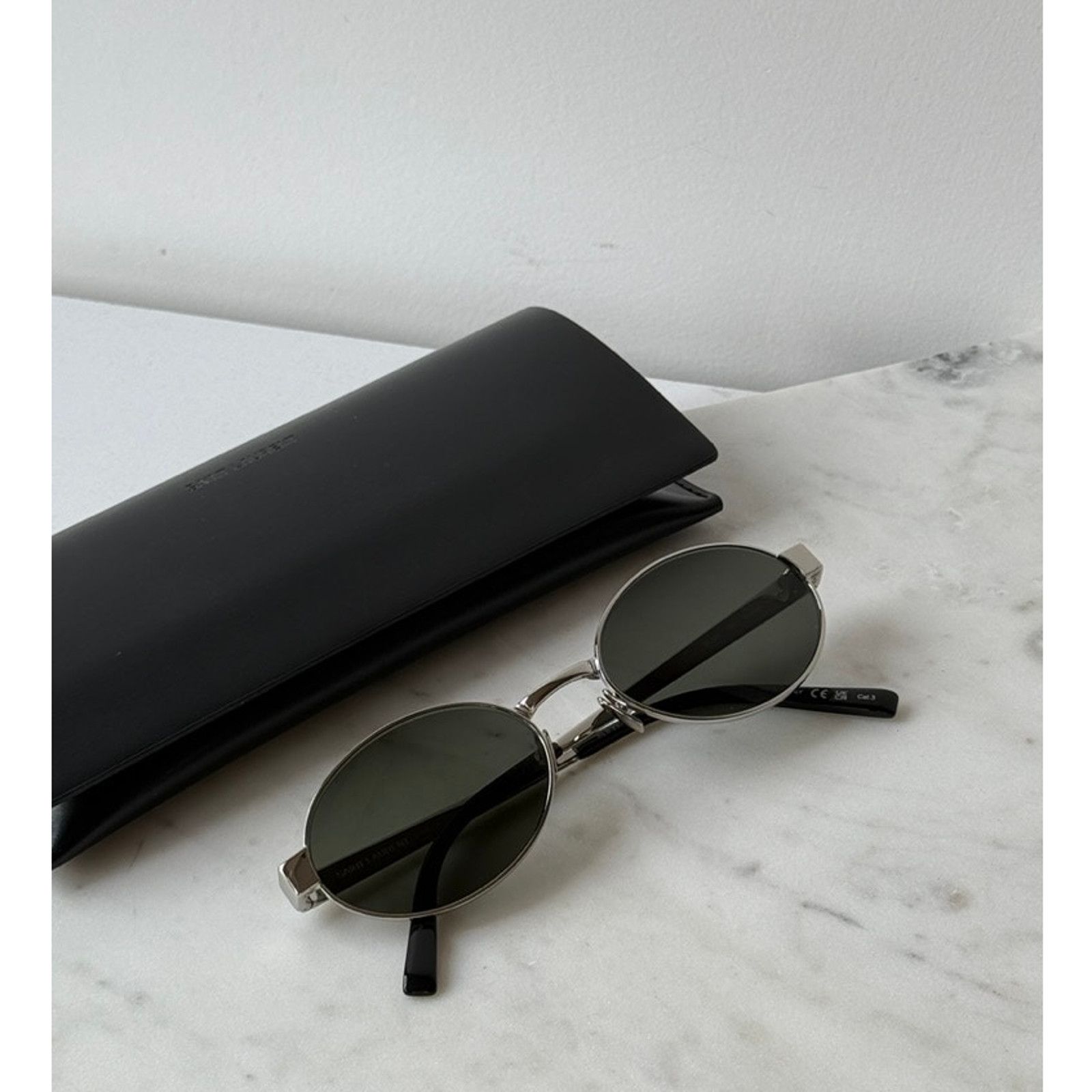 Saint Laurent Paris NEW Saint Laurent SL692 Oval Metal Sunglasses in Silver Size ONE SIZE - 1 Thumbnail