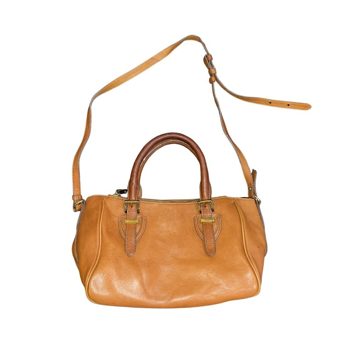J.Crew Tan Genuine Leather Satchel Top Handle Crossbody Minimalist Size ONE SIZE - 1 Thumbnail