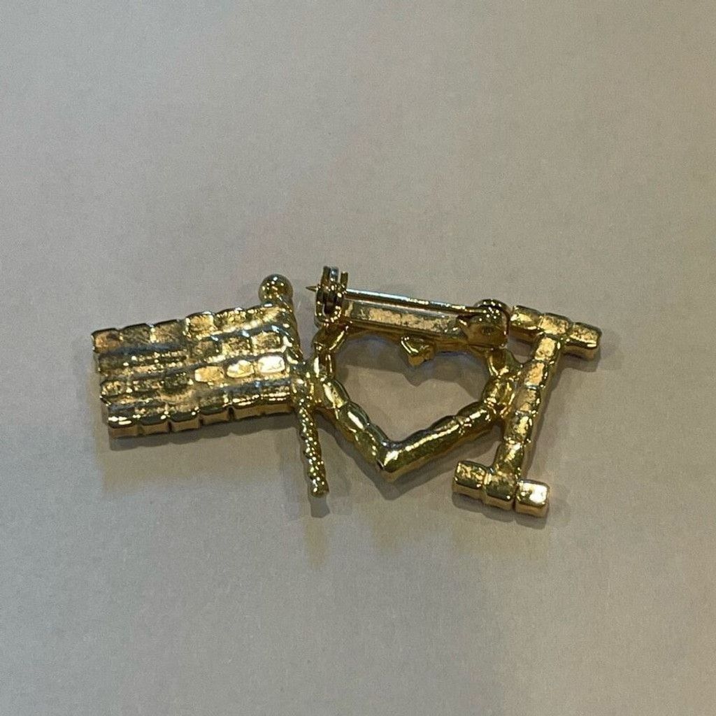 Other Vintage Patriotic Crystal Brooch I Love USA Rhinestone Pin Size ONE SIZE - 4 Thumbnail
