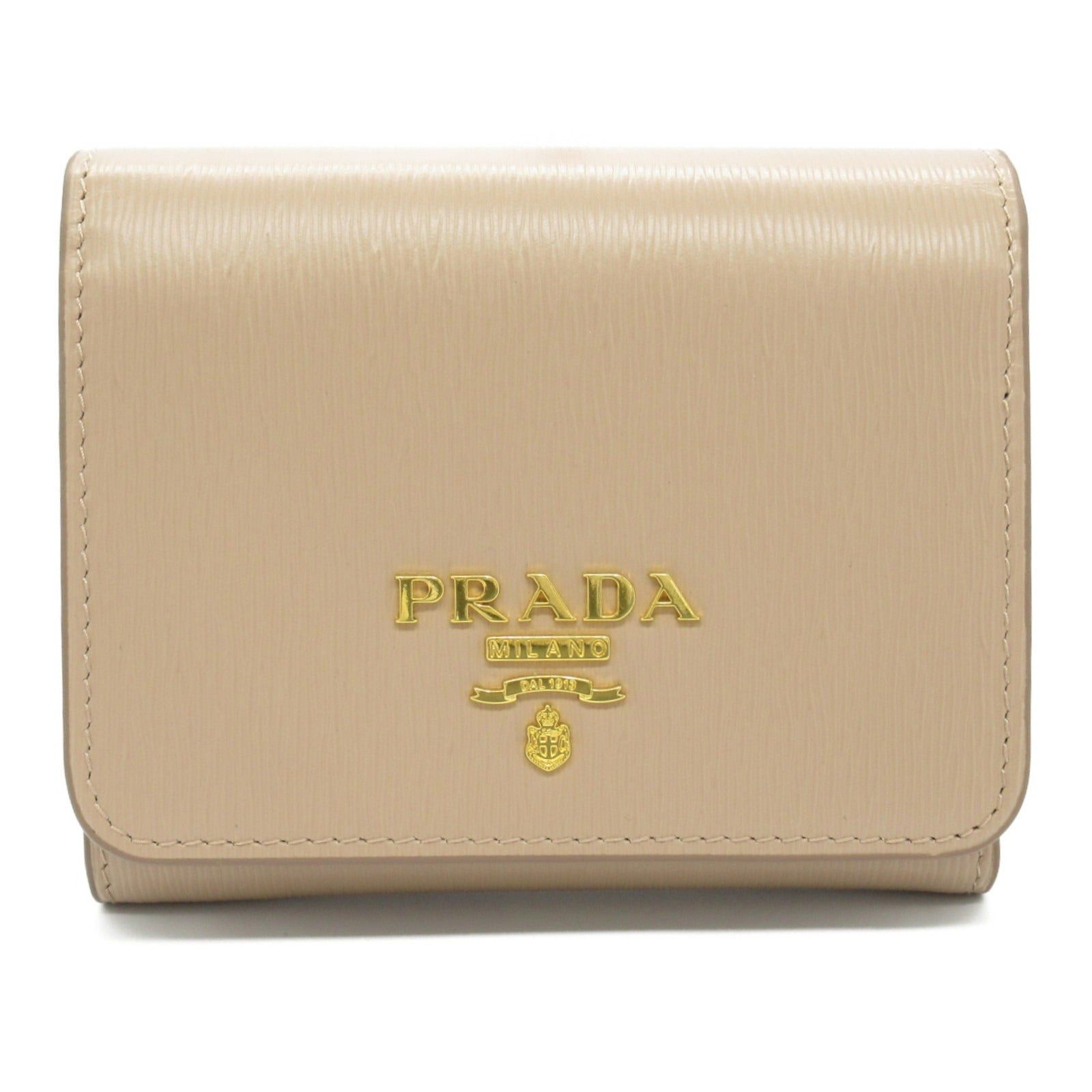 Prada Prada Trifold Wallet Saffiano Leather Beige Pink Size ONE SIZE - 1 Thumbnail