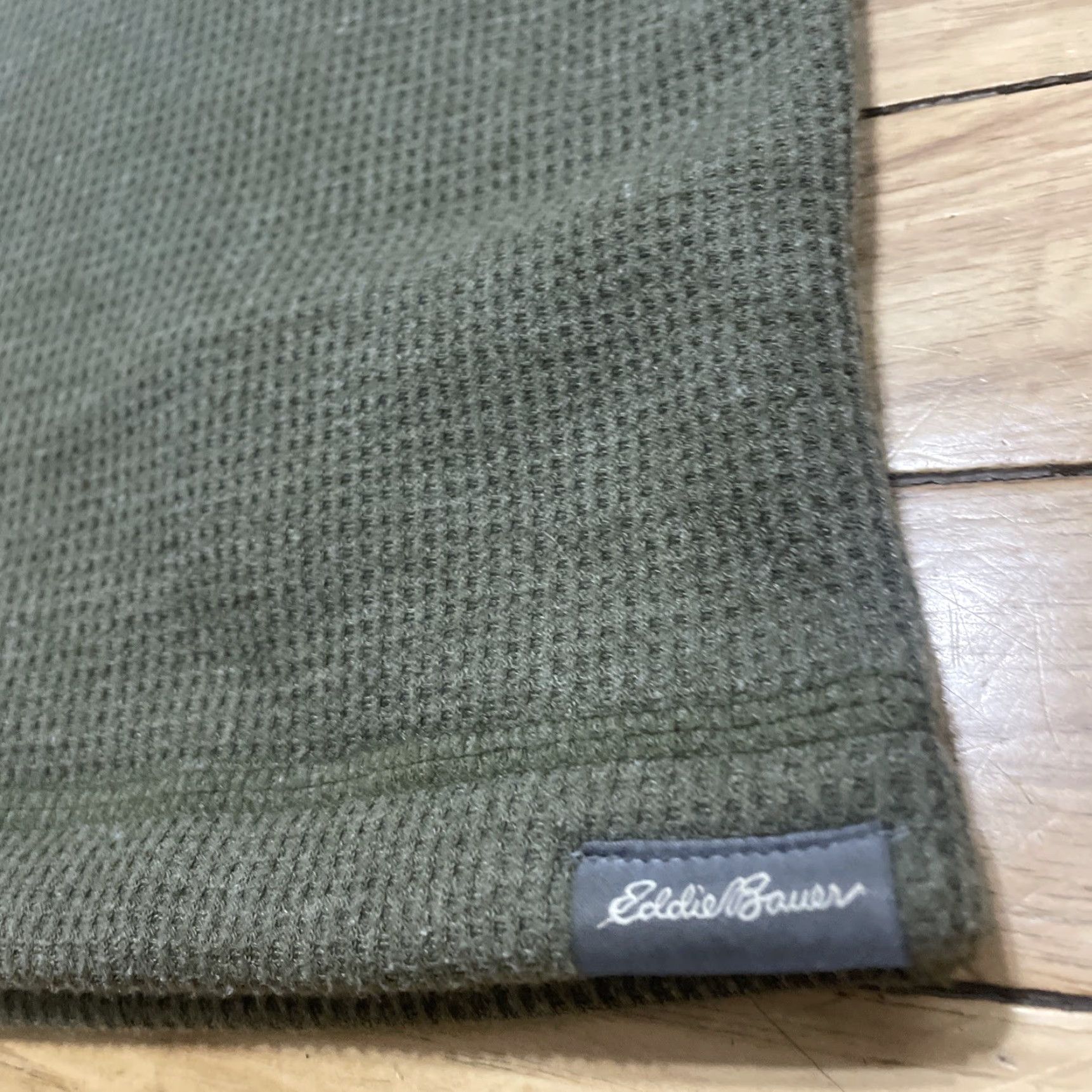 Eddie Bauer Eddie Bauer Fleece Waffle Knit Thermal Shirt Men LT Green Pique Olive Earthy Capsule Large Tall LT Green Thermal Waffle Knit Shirt Mens Size US L / EU 52-54 / 3 - 6 Thumbnail