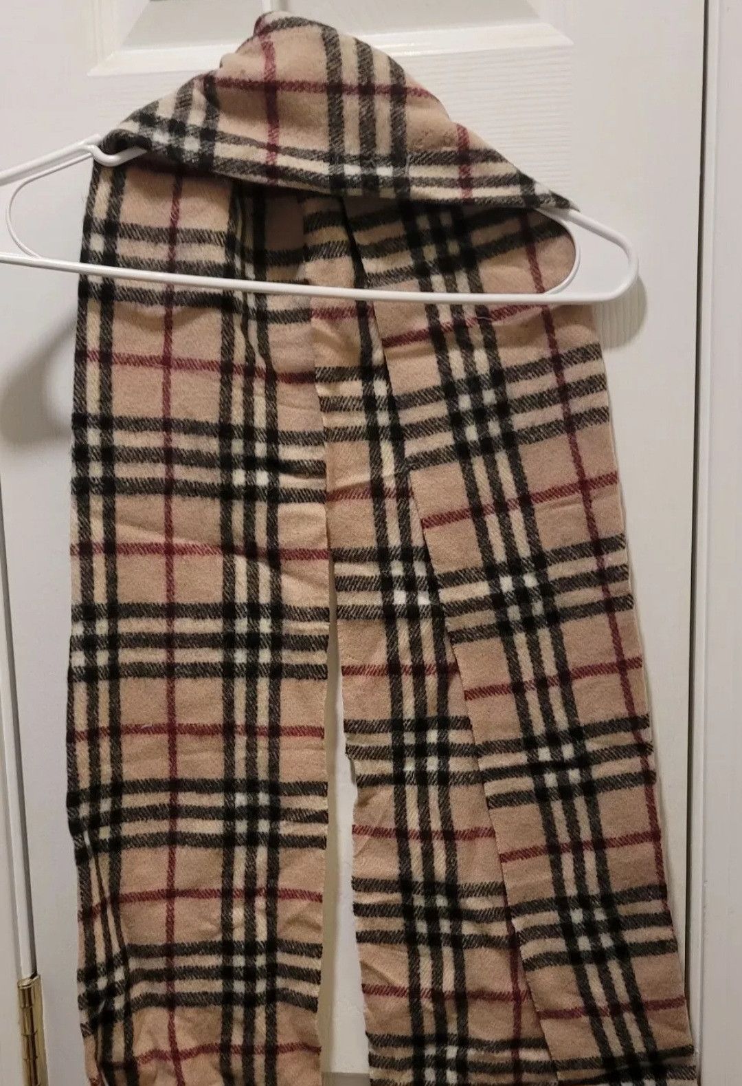 Other NWOT Beige Plaid Check Oblong Cashmere Scarf One Size 63" Size ONE SIZE - 2 Thumbnail