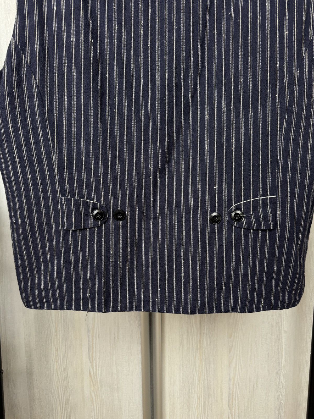 Japanese Brand A.B.C.L Garments blue pinstripes linen cotton vest waistcoat Size US XL / EU 56 / 4 - 11 Thumbnail