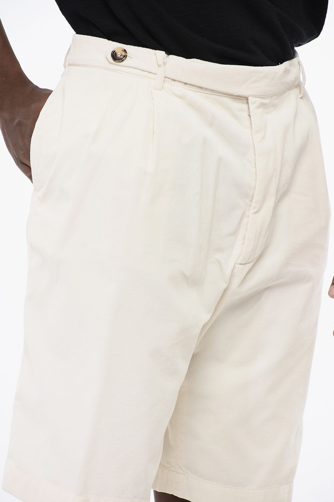 Brunello Cucinelli og1mm0825 Corduroy Chinos Short in White Size US 40 / EU 56 - 2 Thumbnail