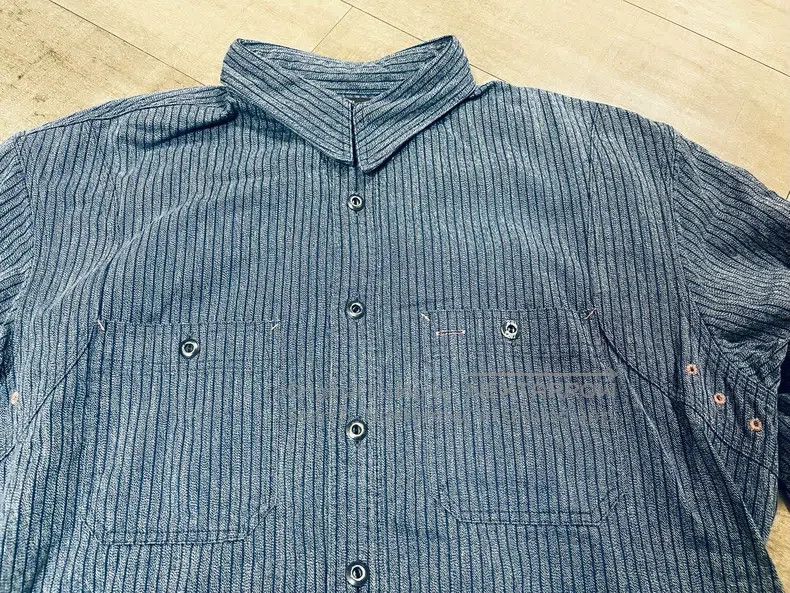 RRL Ralph Lauren RRL Ralph Lauren Blue dyed indigo striped workwear railway Size US L / EU 52-54 / 3 - 1 Thumbnail