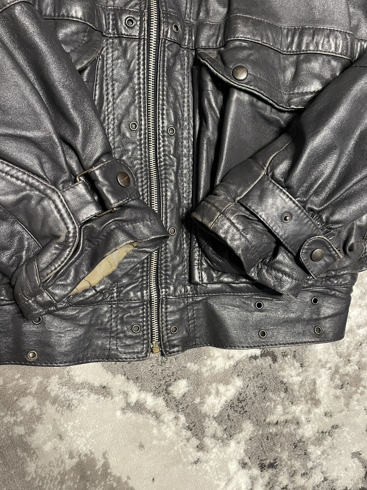 Genuine Leather Crazy Vintage Leather Bomber Jacket Biker Rick Owens Style Size US M / EU 48-50 / 2 - 15 Thumbnail