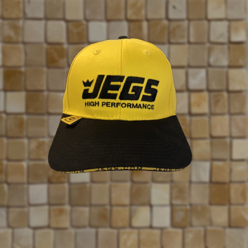 Vintage VINTAGE JEGS Racing Baseball Cap Men Adjustable Cotton Yellow/Black Cars 90s Size ONE SIZE - 1 Thumbnail