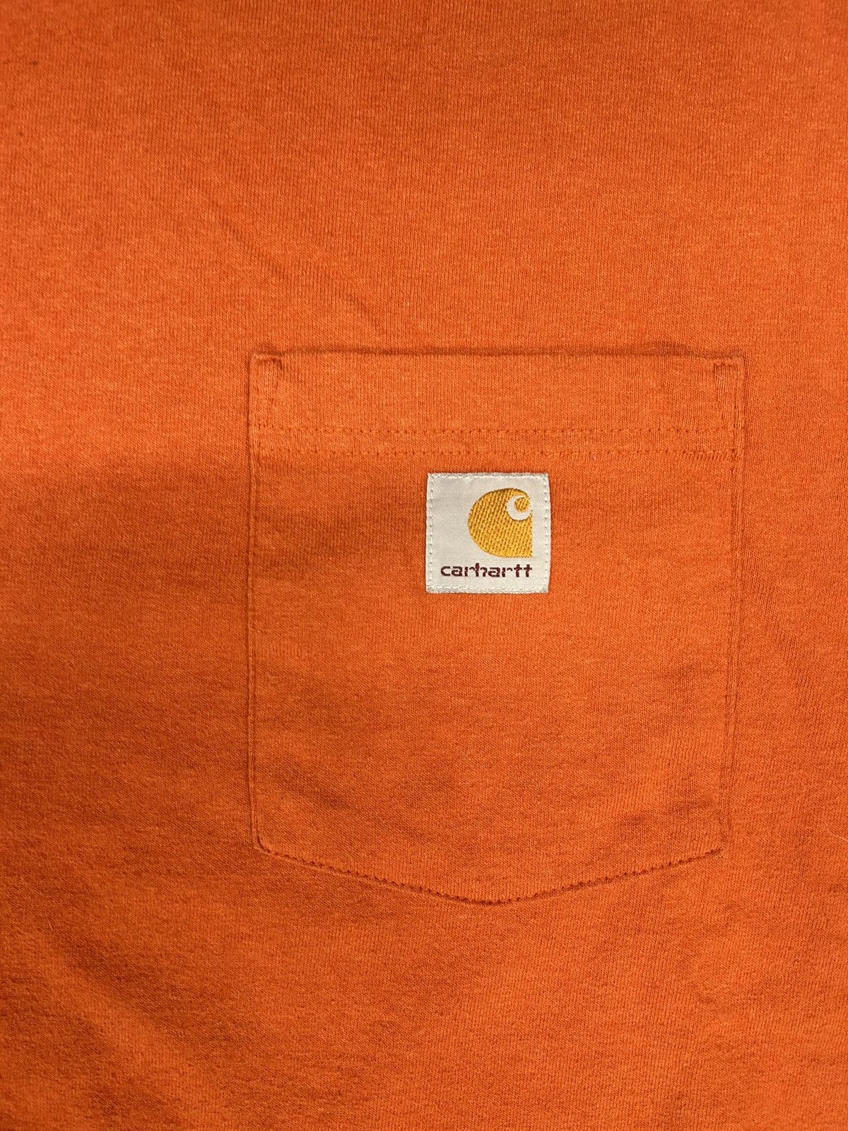 Carhartt × Vintage Crazy Vintage Y2K Essential Orange Carhartt Pocket Tee Shirt Size US XL / EU 56 / 4 - 2 Thumbnail