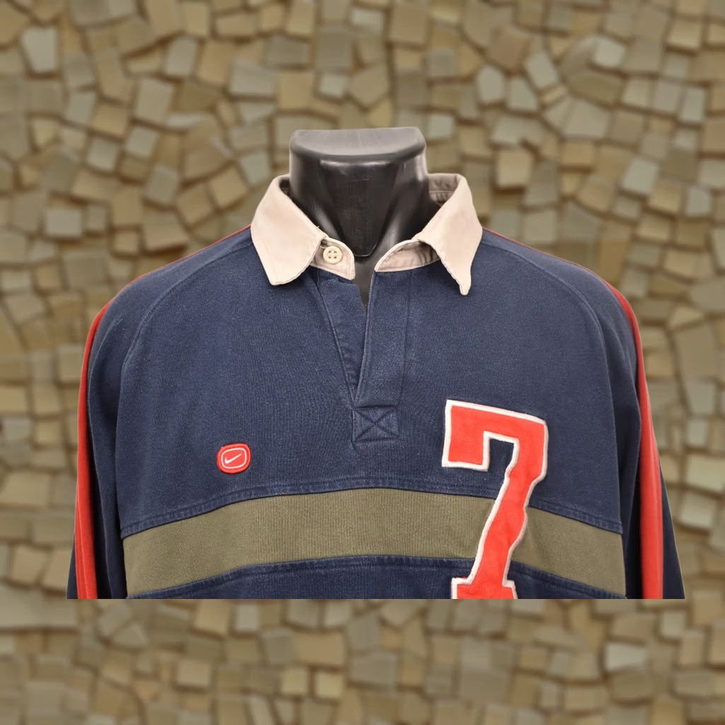 Nike Nike Athletic Rugby Polo Shirt Jersey L, Blue, Vintage, 100% Cotton, #7, Men’s Polo Shirt Size US L / EU 52-54 / 3 - 1 Thumbnail