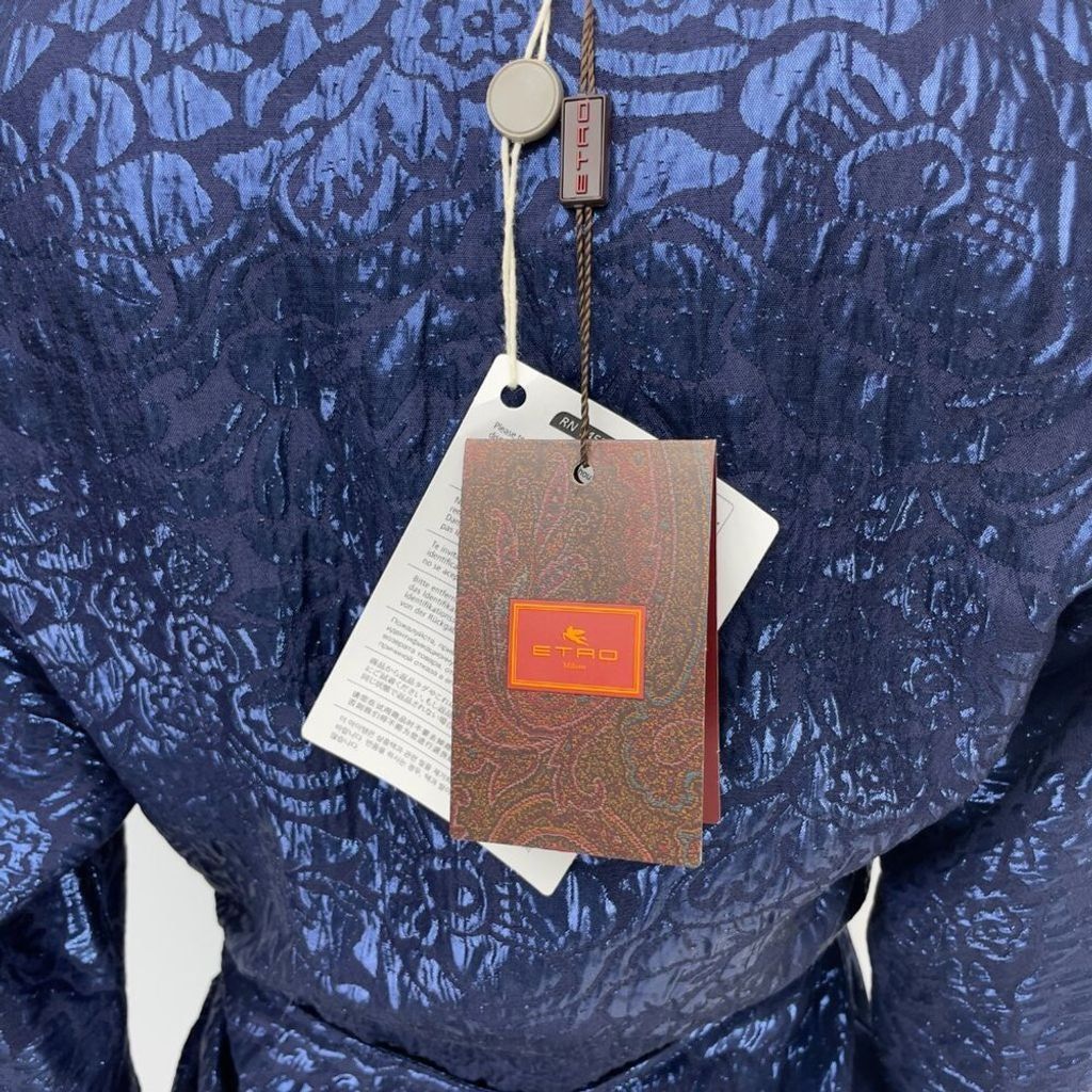 Etro ETRO 2480$ NWT Metallic Cloqué Floral Dress Royal blue IT 40 Size S / US 4 / IT 40 - 14 Thumbnail