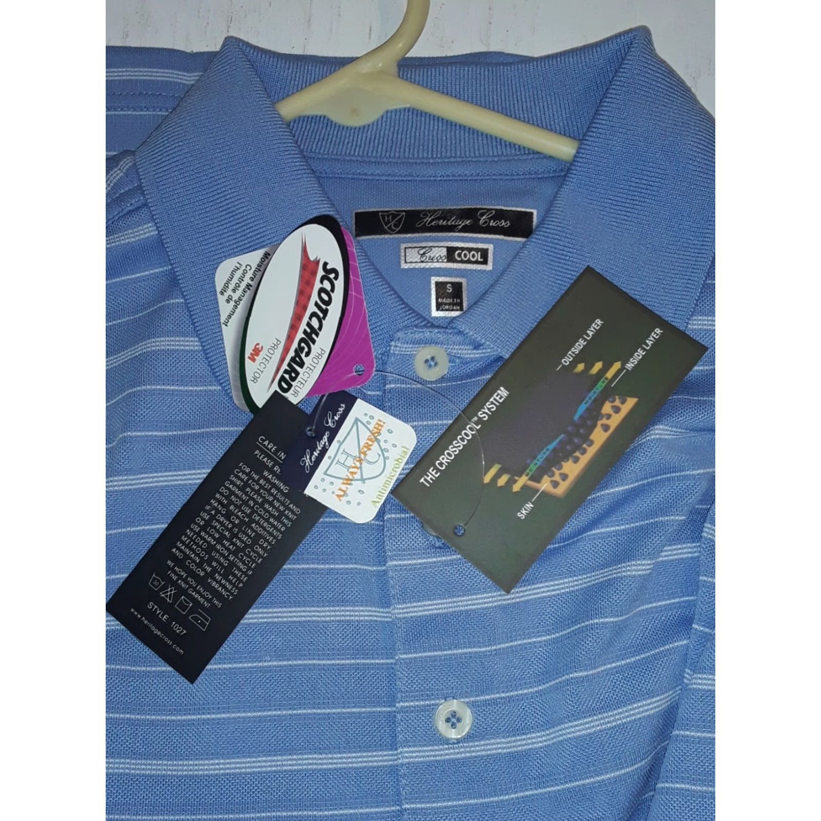 Vintage VINTAGE NAVY Polo Shirt Striped Short Sleeve Men S Navy creme blue White 100% Cotton SCOTCHGARD Golf Size US S / EU 44-46 / 1 - 3 Thumbnail