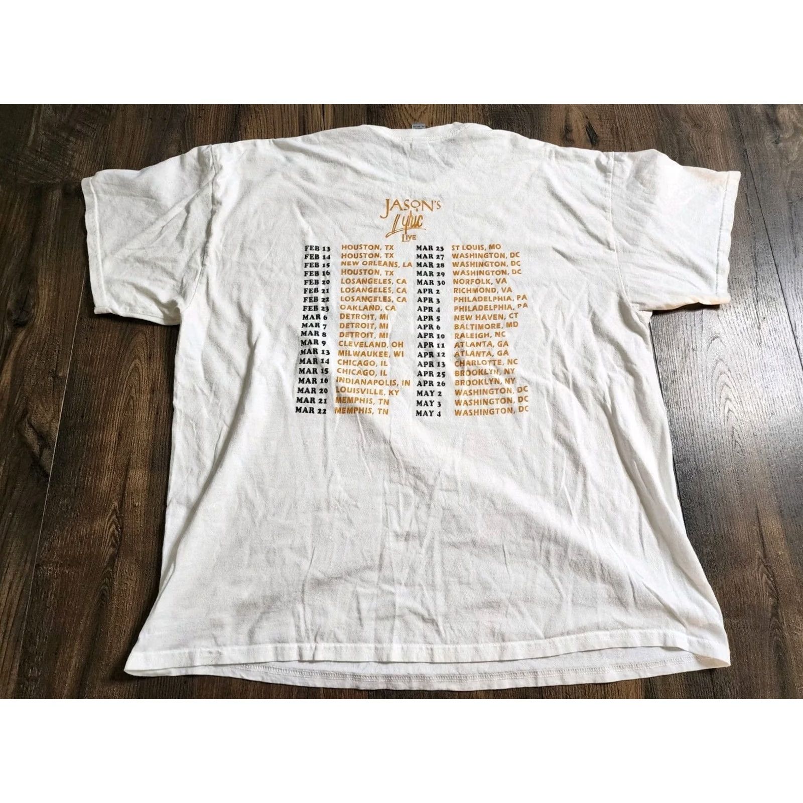 Gildan Mens Gildan T-Shirt 2XL White Short Sleeve Crew Neck Double Sided 90s Jason's Lyric Live! Tour Mens Size US XXL / EU 58 / 5 - 2 Thumbnail