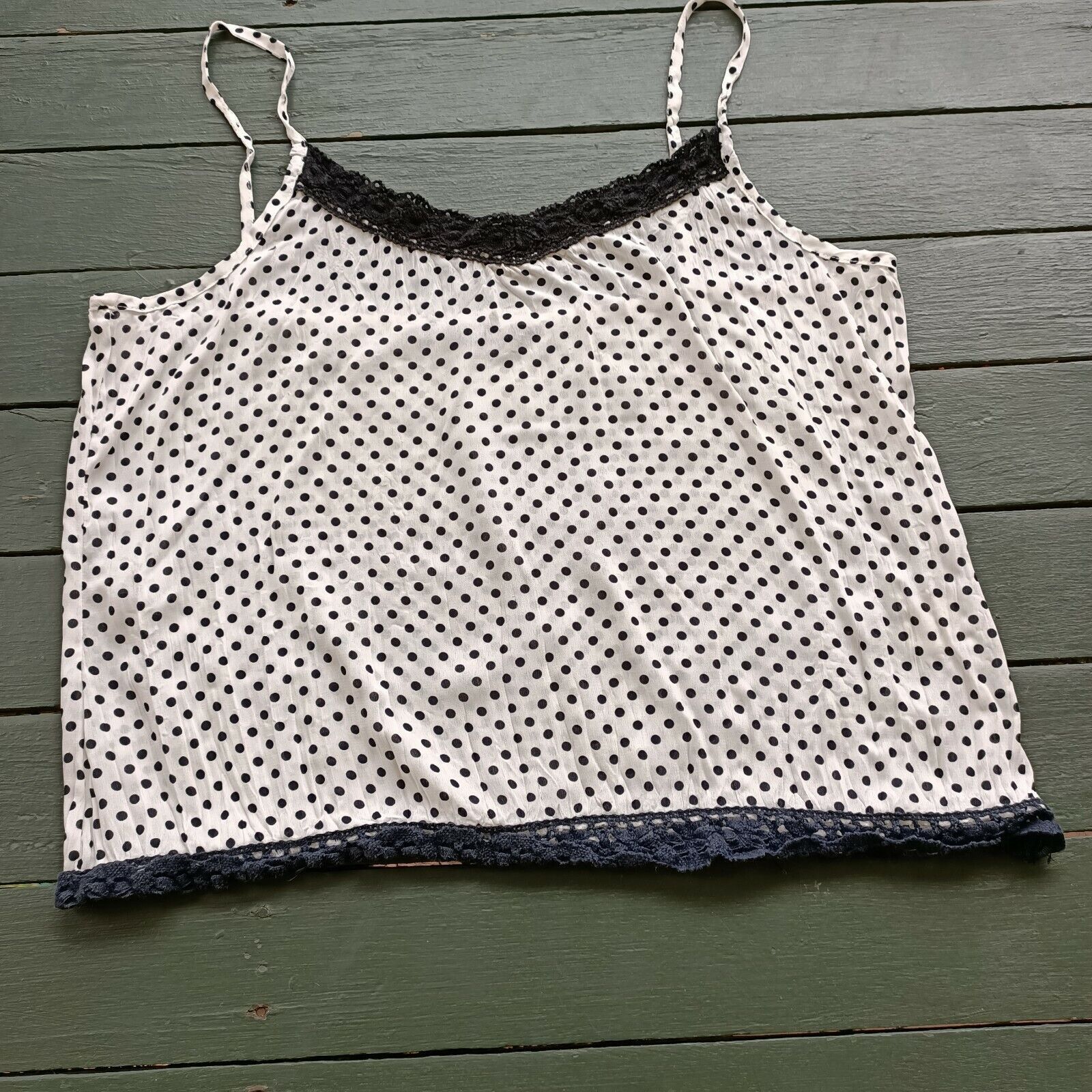 Vintage Vintage Y2K 2000s Charlie Brown Cami Top Polka Dot Crochet Size XL / US 12-14 / IT 48-50 - 4 Thumbnail