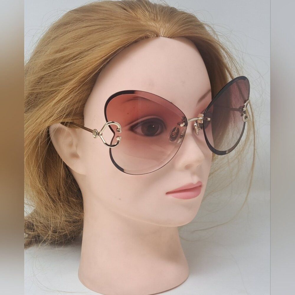 Lanvin Lanvin Sunglasses Heart Rose Metal Butterfly Rimless Oversi Size ONE SIZE - 8 Thumbnail