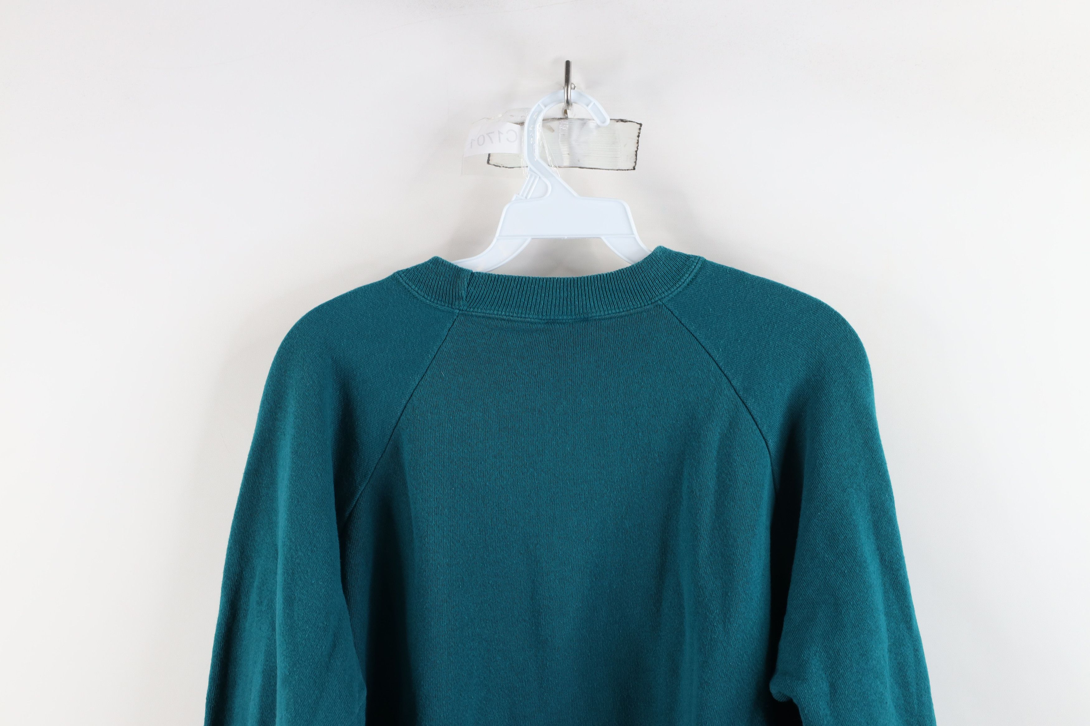 Vintage Vintage 90s Streetwear Faded Blank Crewneck Sweatshirt Teal Size M / US 6-8 / IT 42-44 - 9 Thumbnail