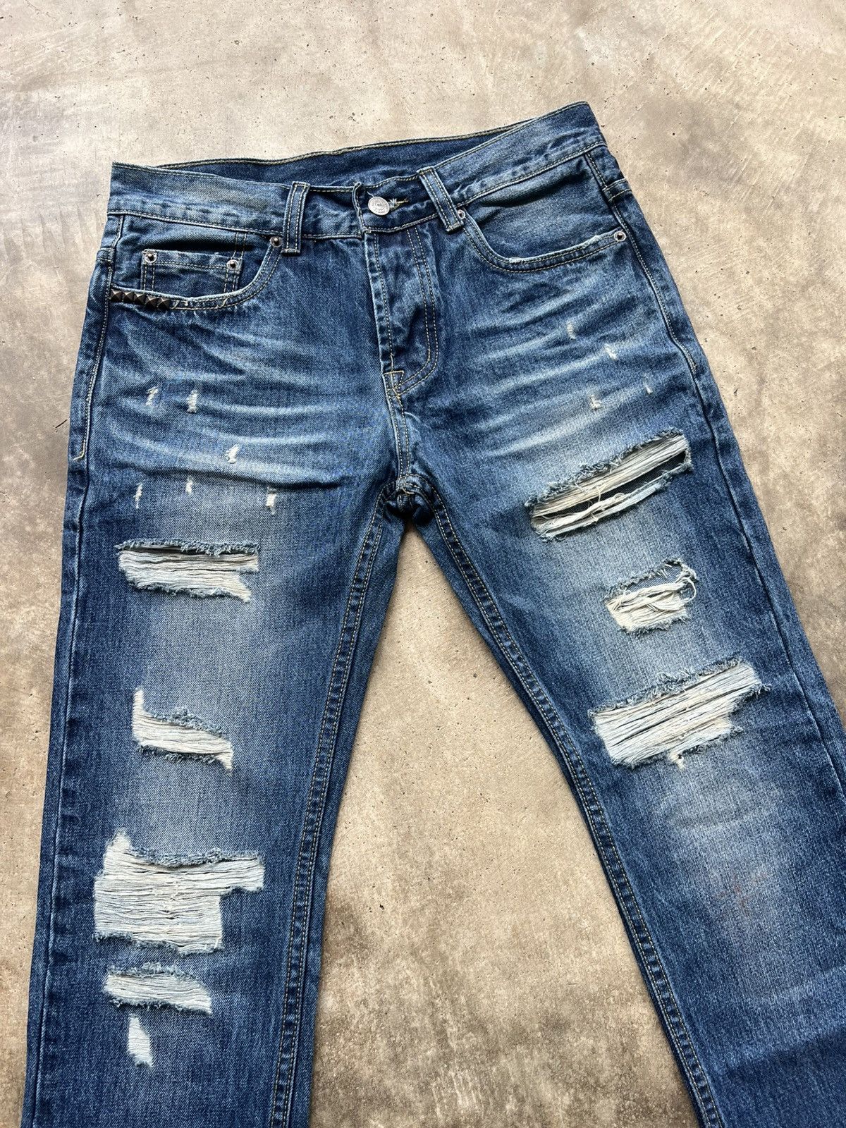 Hysteric Glamour Hysteric Glamour Fade Studded Punk Distressed Jeans Size US 30 / EU 46 - 3 Thumbnail