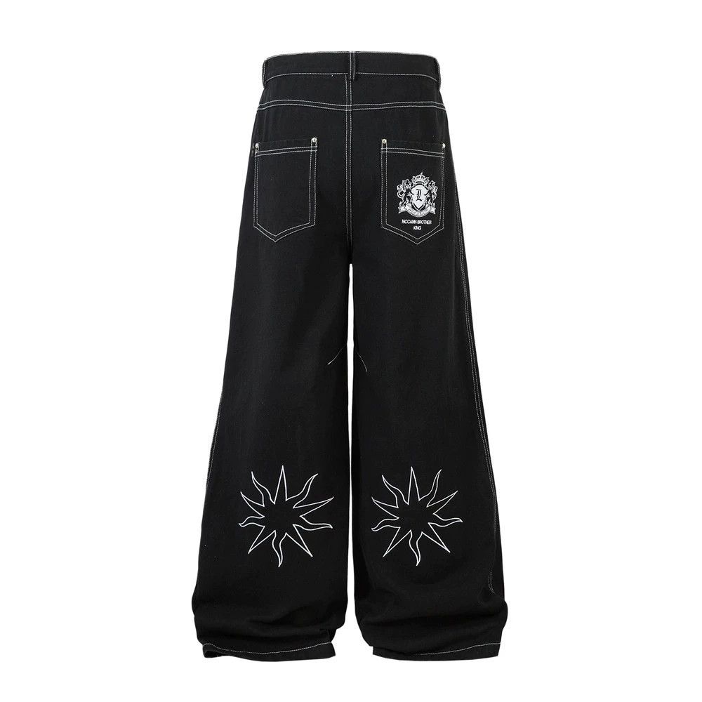 Vintage Men's hippie trend sun-embroidered flared jeans Size US 32 / EU 48 - 2 Thumbnail