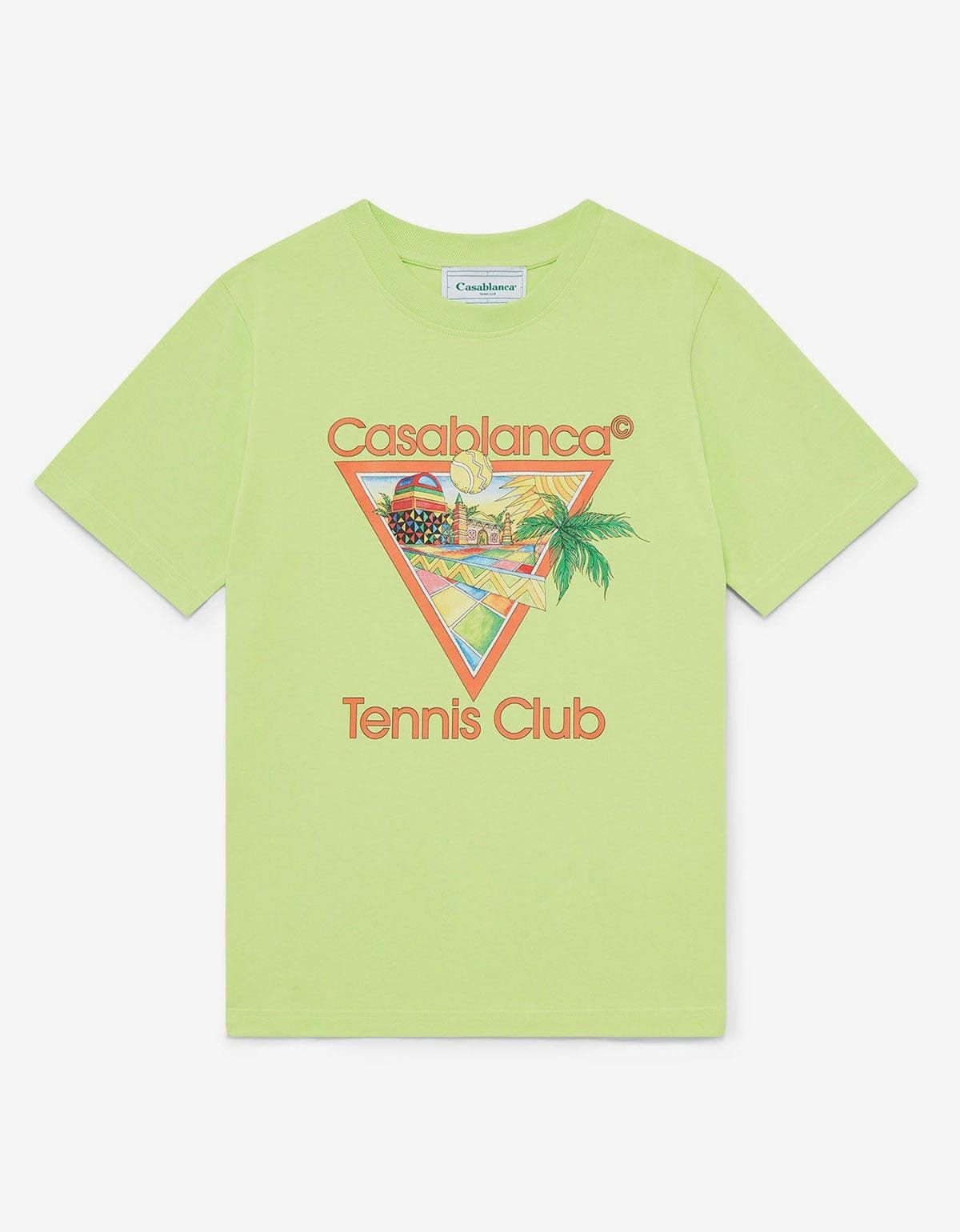 Image of Casablanca Green Afro Cubism Tennis Club T-Shirt in Yellow, Men's (Size 2XL)