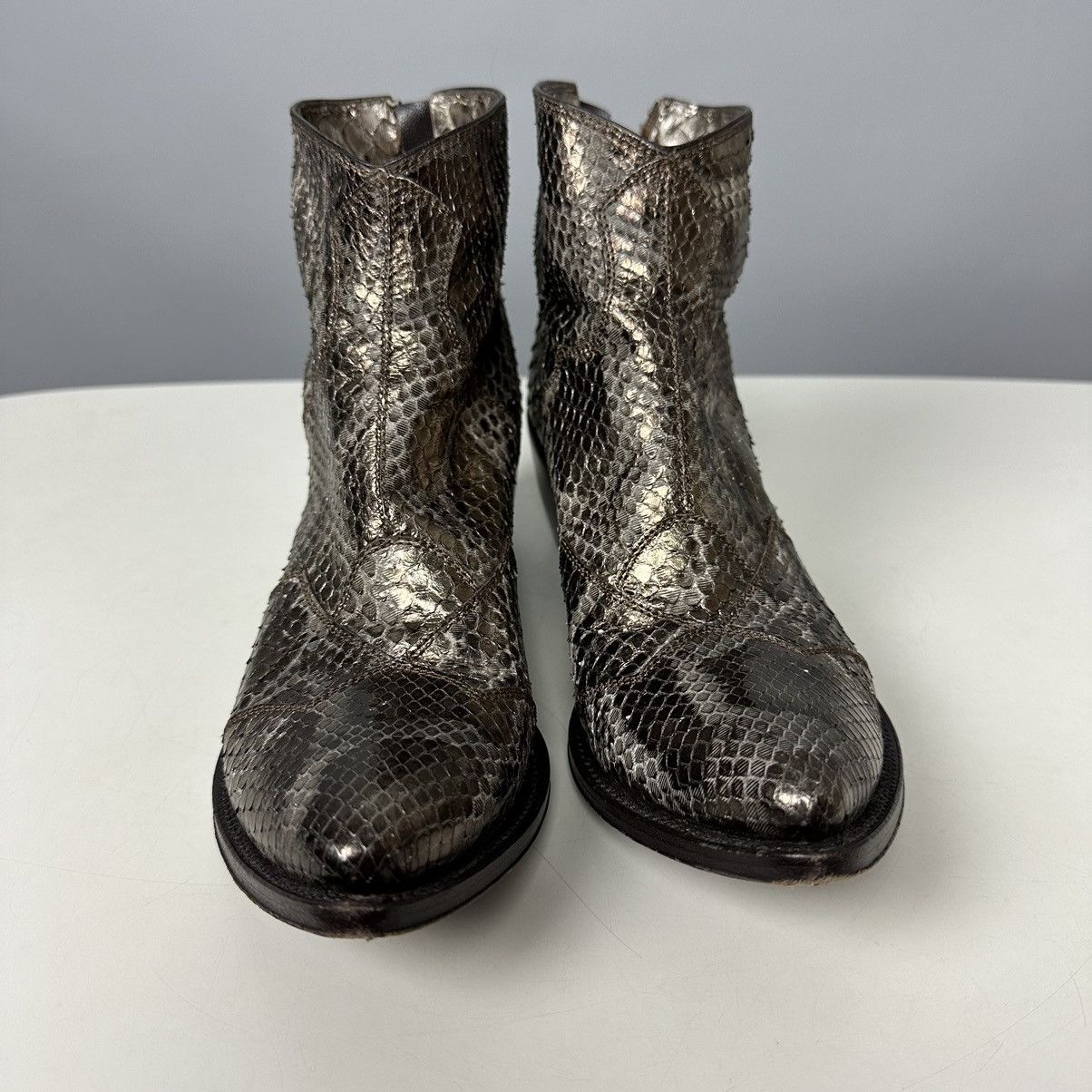 Gianni Barbato python leather boots