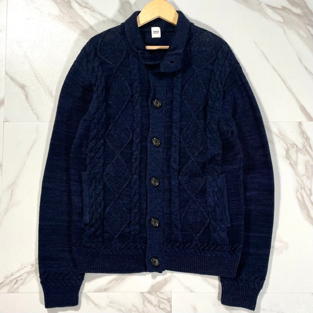 Takeo Kikuchi Ribbed Cable Knit Cardigan Sweater Size US L / EU 52-54 / 3 - 1 Thumbnail