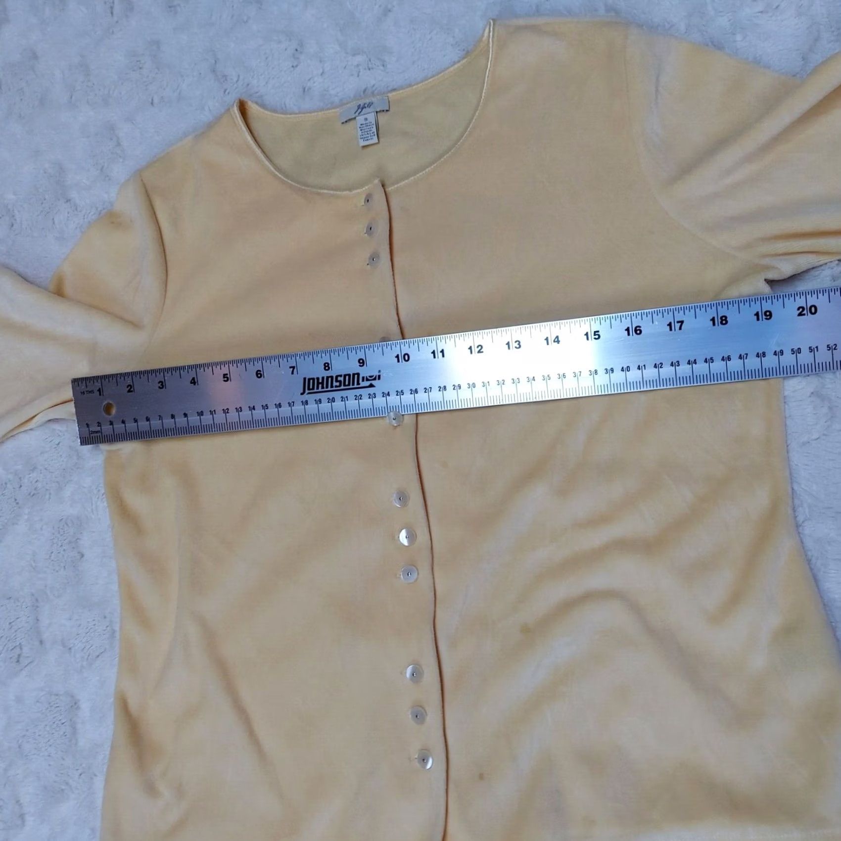 J. Jill J.Jill Womens Cardigan Velour Velvet Lace-Cuff Button Front Yellow Small Size S / US 4 / IT 40 - 3 Thumbnail